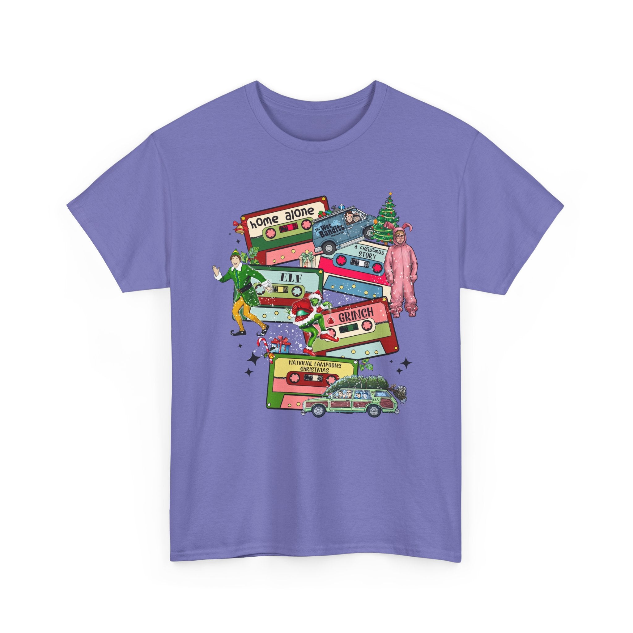 Retro Holiday Vibes Heavy Cotton Tee - 'Home Alone' Christmas Design