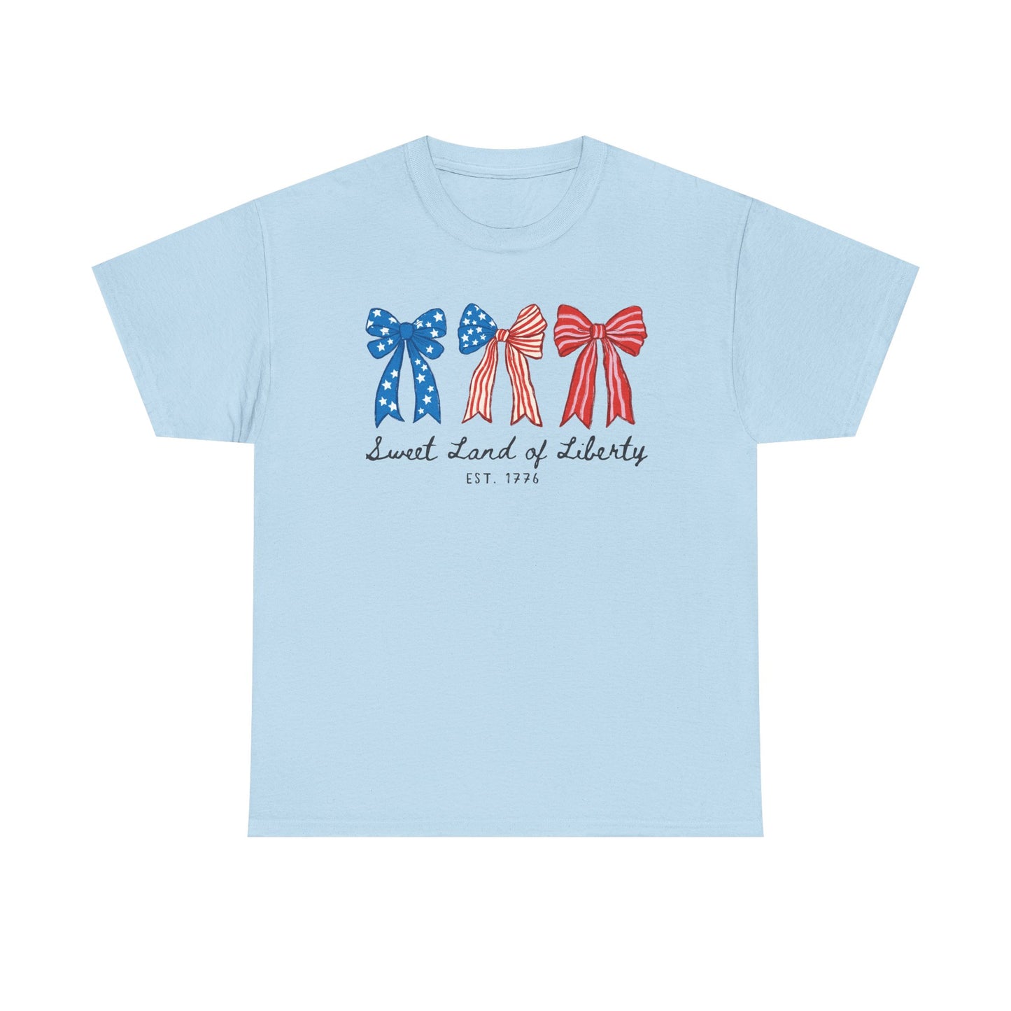 Patriotic Bows Tee — "Sweet Land of Liberty" 4th of July Shirt