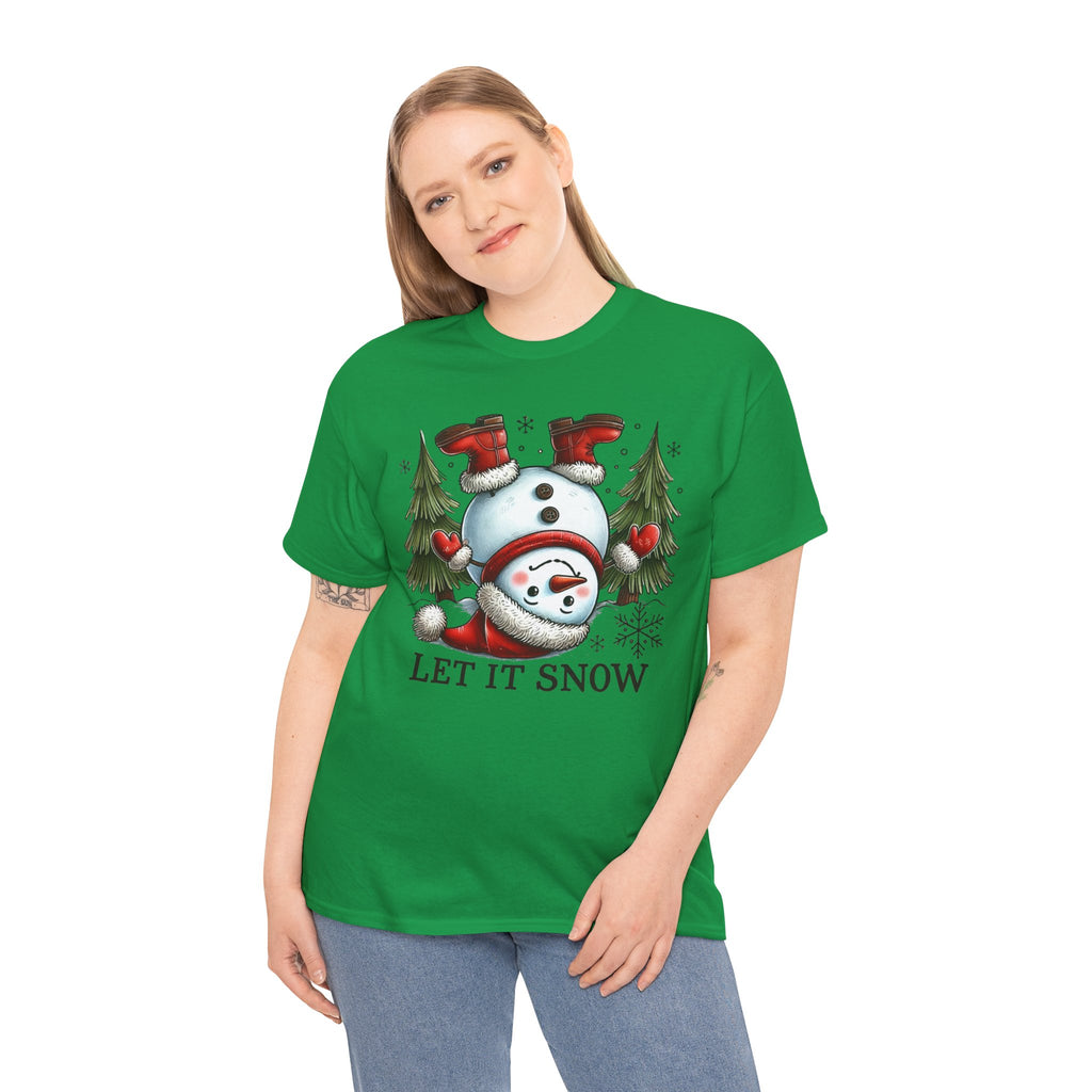 Let It Snow Heavy Cotton Tee - Festive Winter Apparel