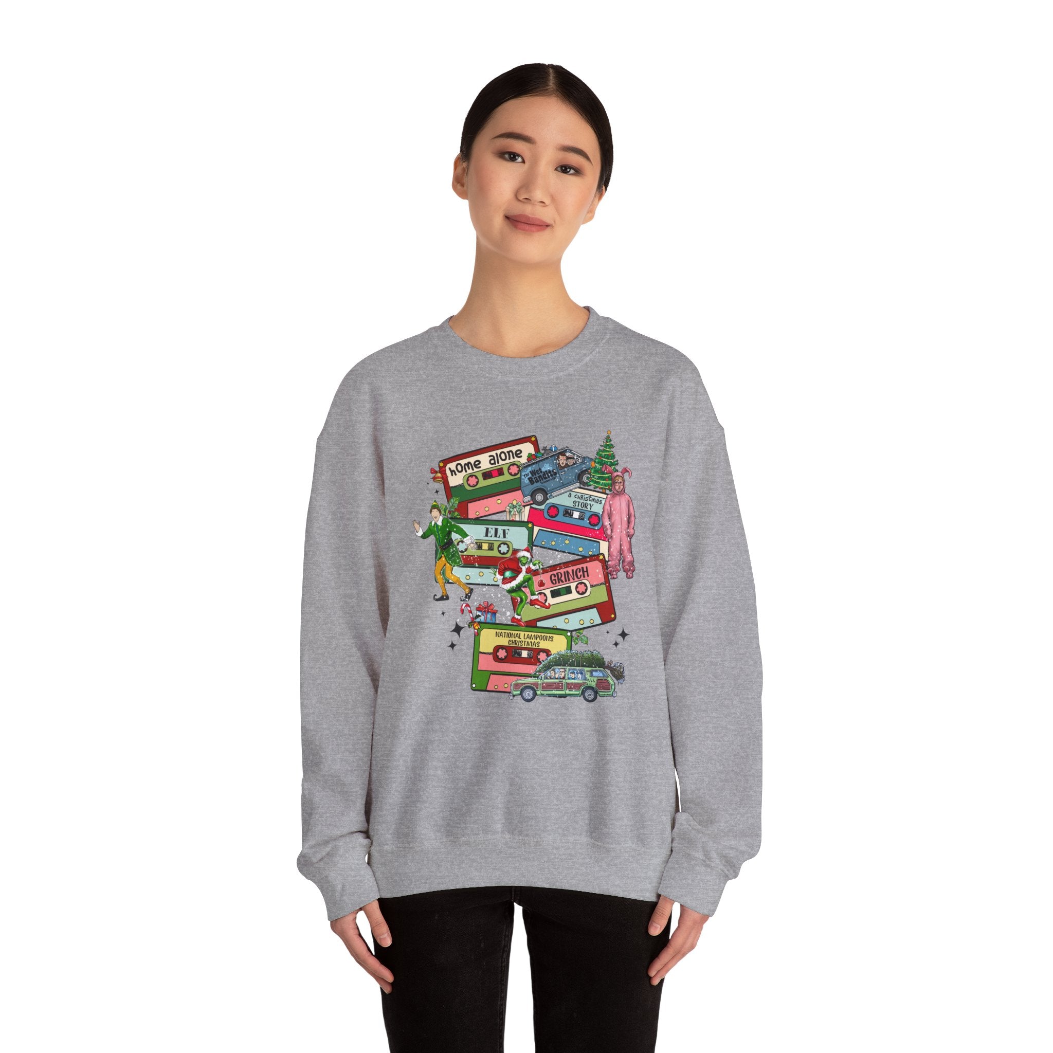 Retro Holiday Movie Crewneck Sweatshirt – Cozy & Festive Design