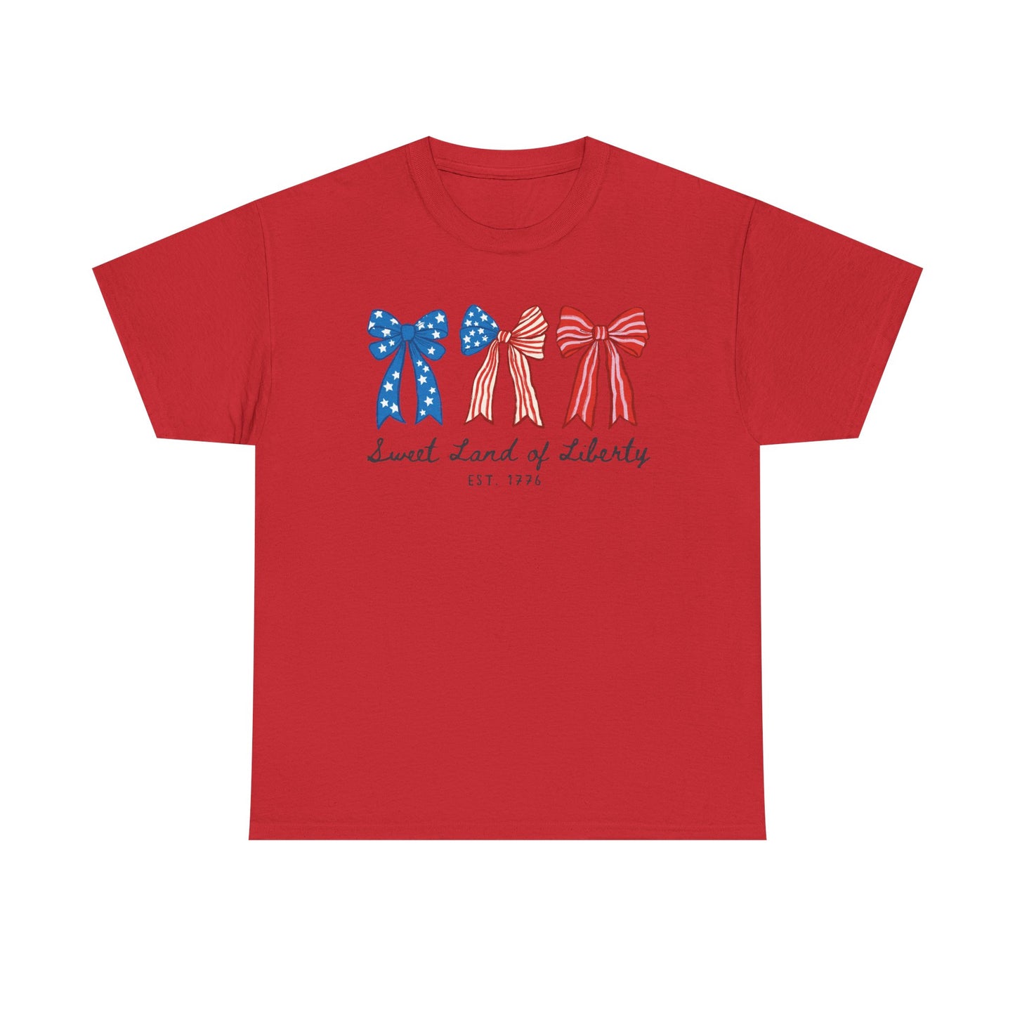 Patriotic Bows Tee — "Sweet Land of Liberty" 4th of July Shirt