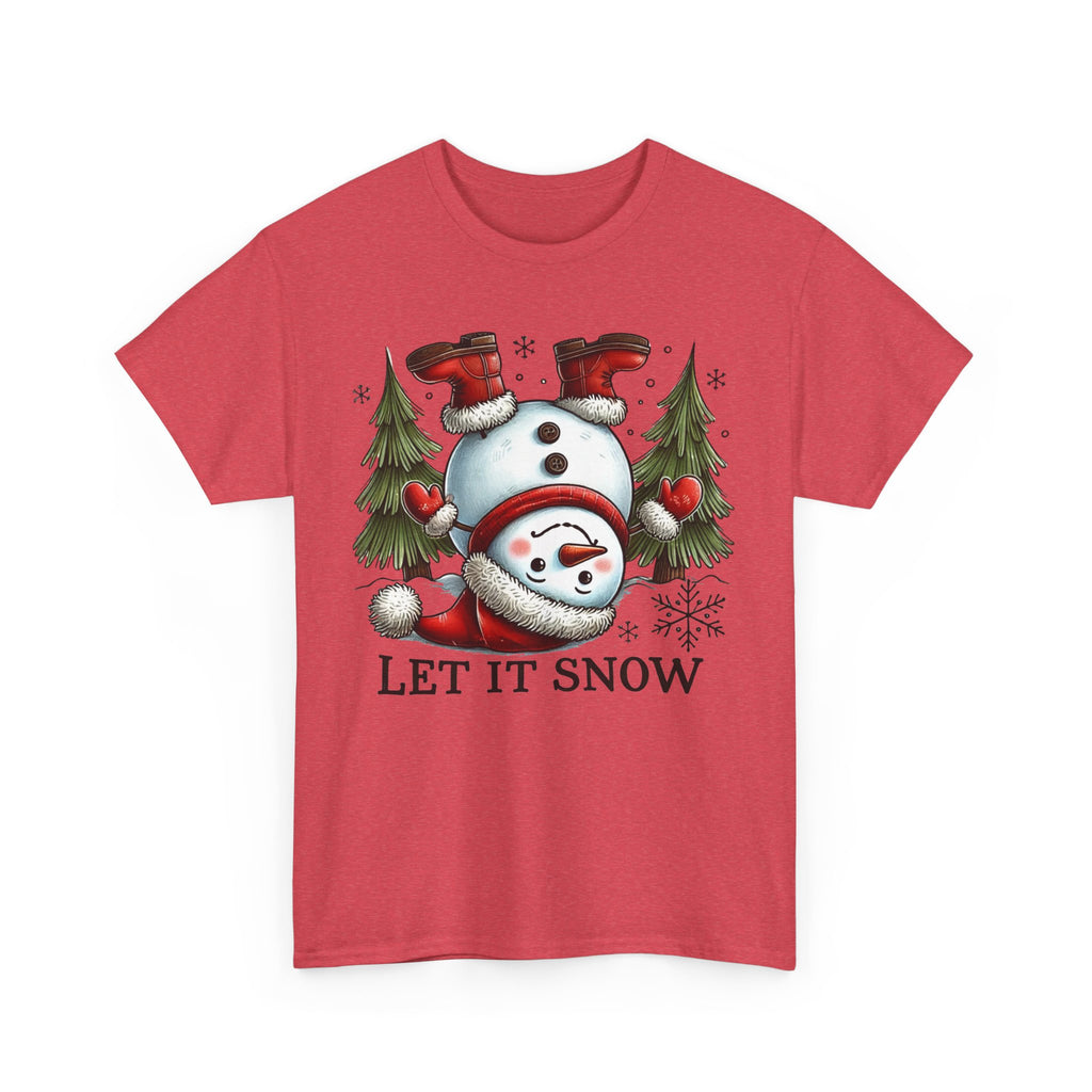 Let It Snow Heavy Cotton Tee - Festive Winter Apparel