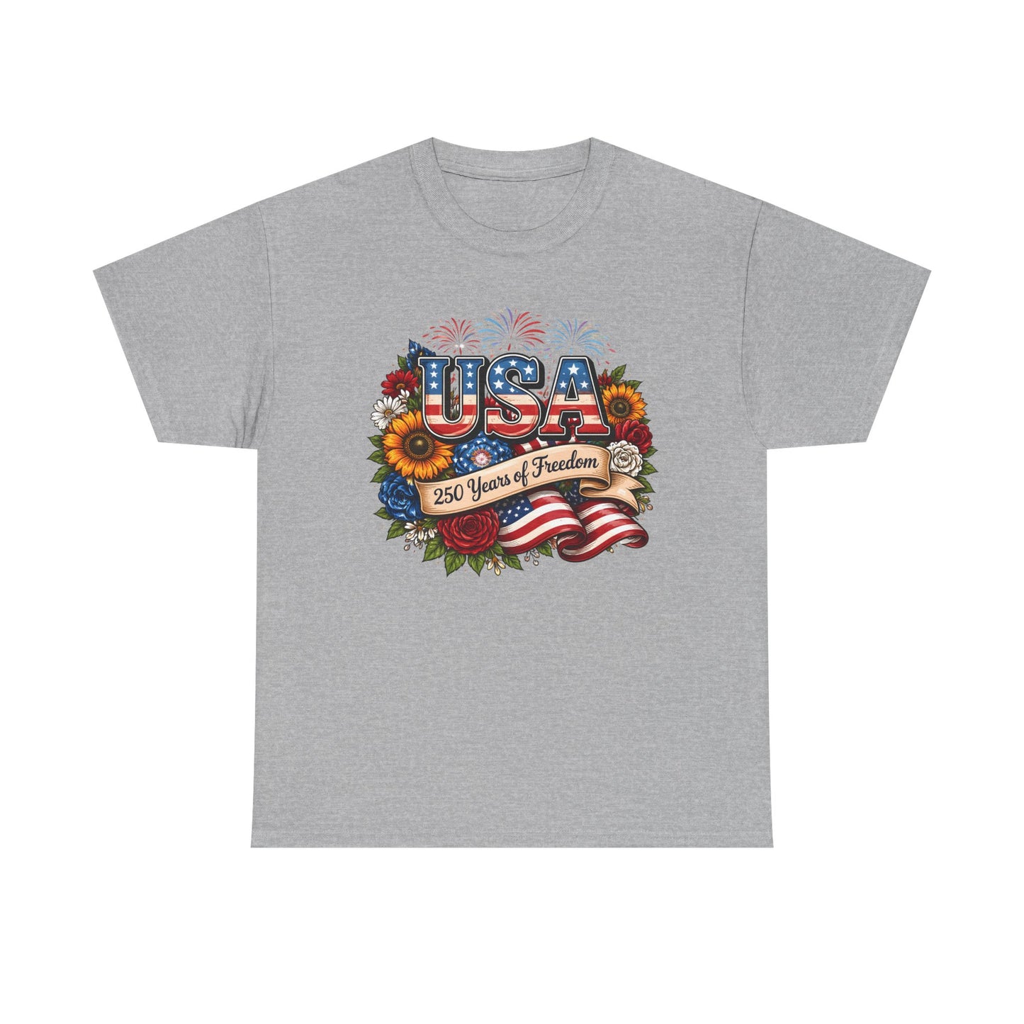 USA 250 Years of Freedom Patriotic Flag & Sunflower Graphic