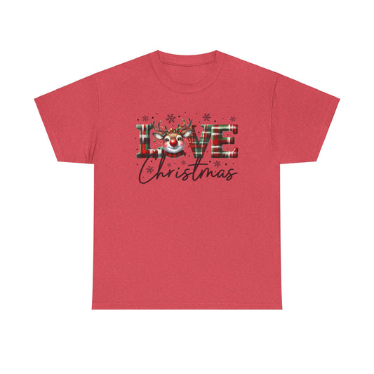 Love Christmas Heavy Cotton Tee - Festive and Comfortable Holiday Apparel
