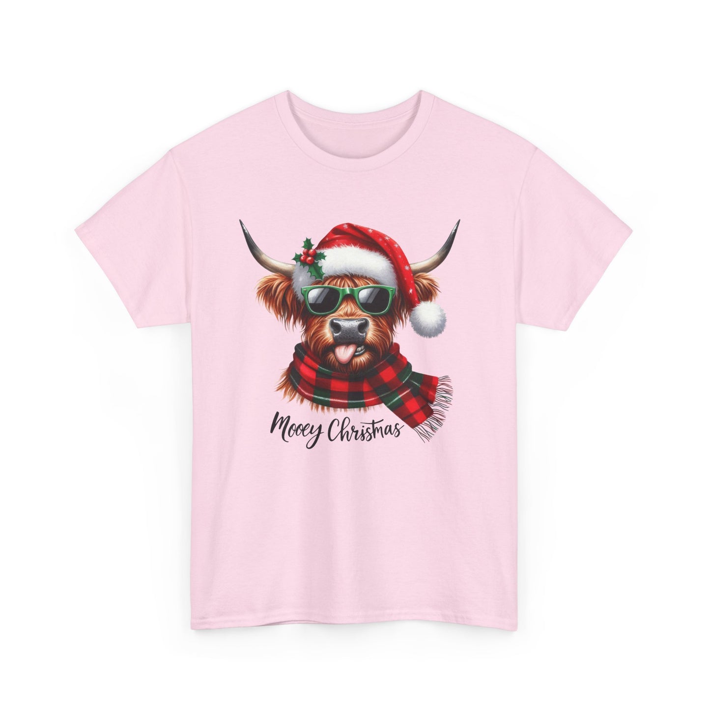 Merry Christmas Highland Cow Tee - Heavy Cotton Shirt