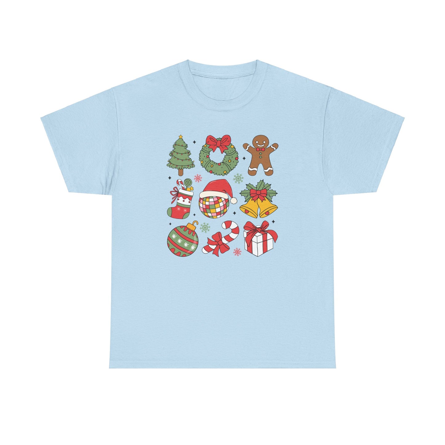 Festive Holiday Heavy Cotton Tee - Christmas Cheer Design