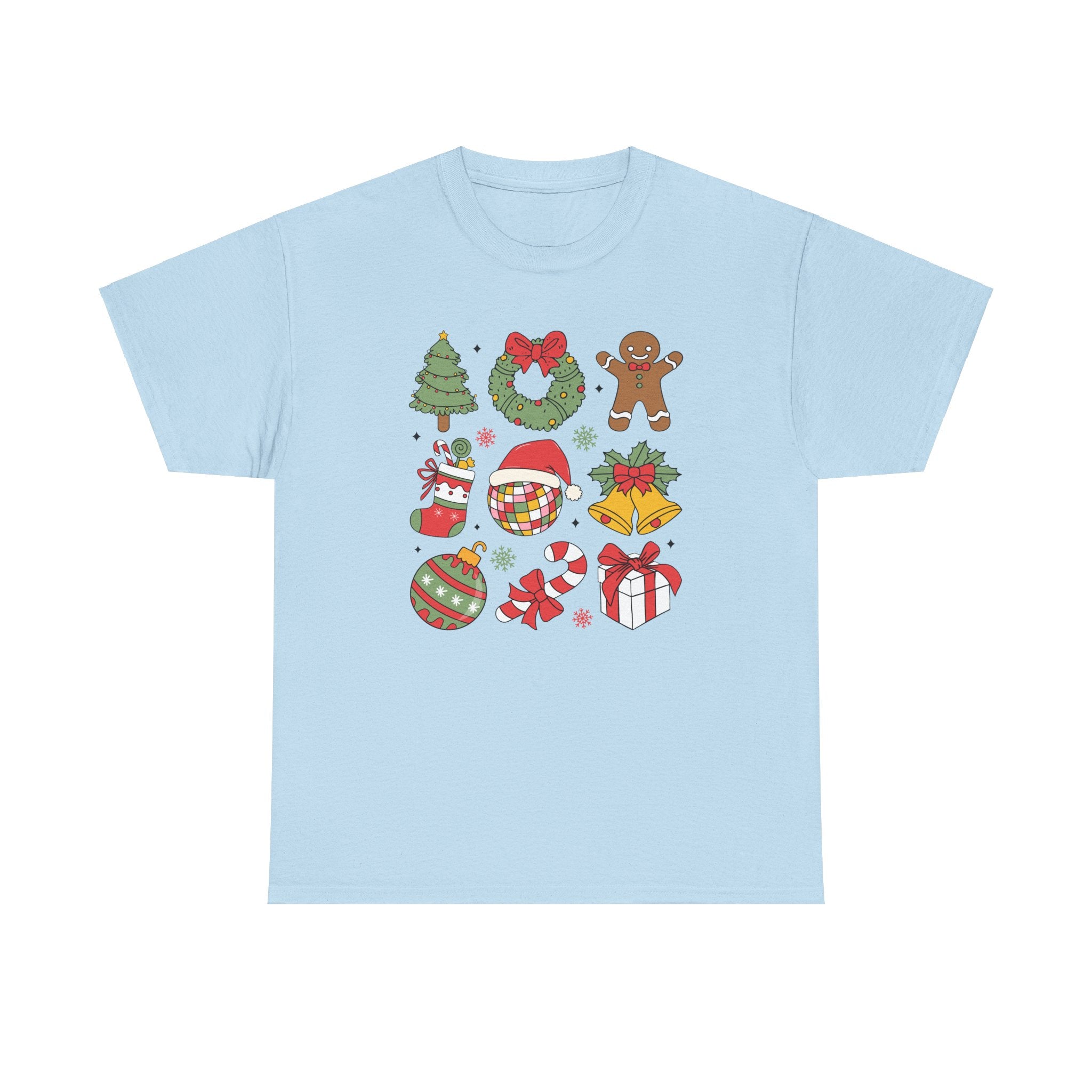 Festive Holiday Heavy Cotton Tee - Christmas Cheer Design