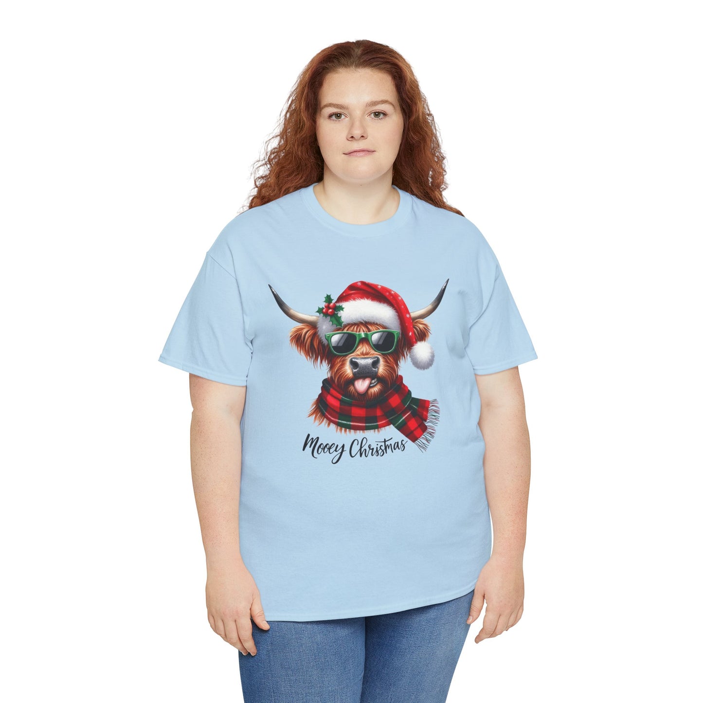 Merry Christmas Highland Cow Tee - Heavy Cotton Shirt