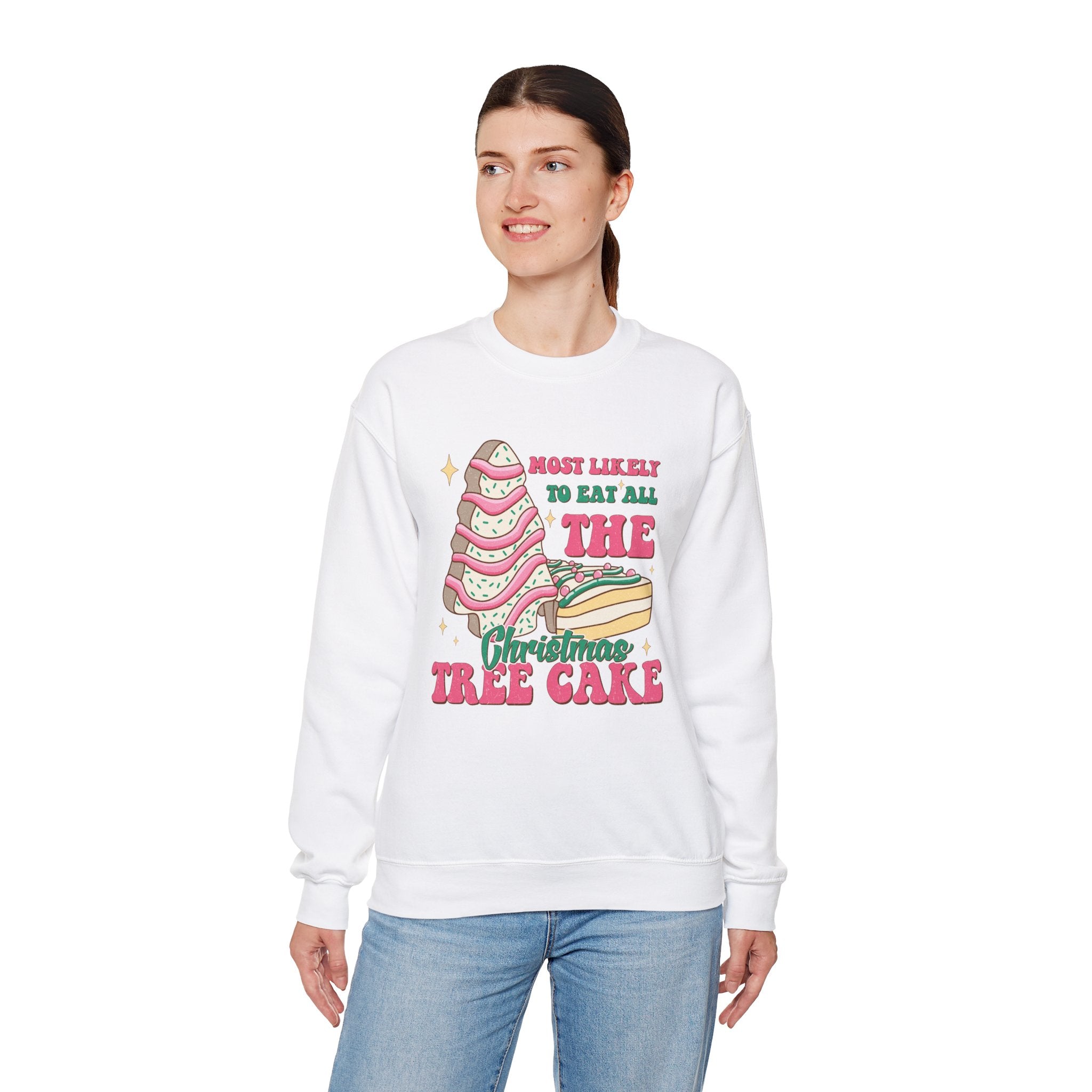 Heavy Blend™ Crewneck Sweatshirt - Most Likely to Eat All the Christmas Tree Cake