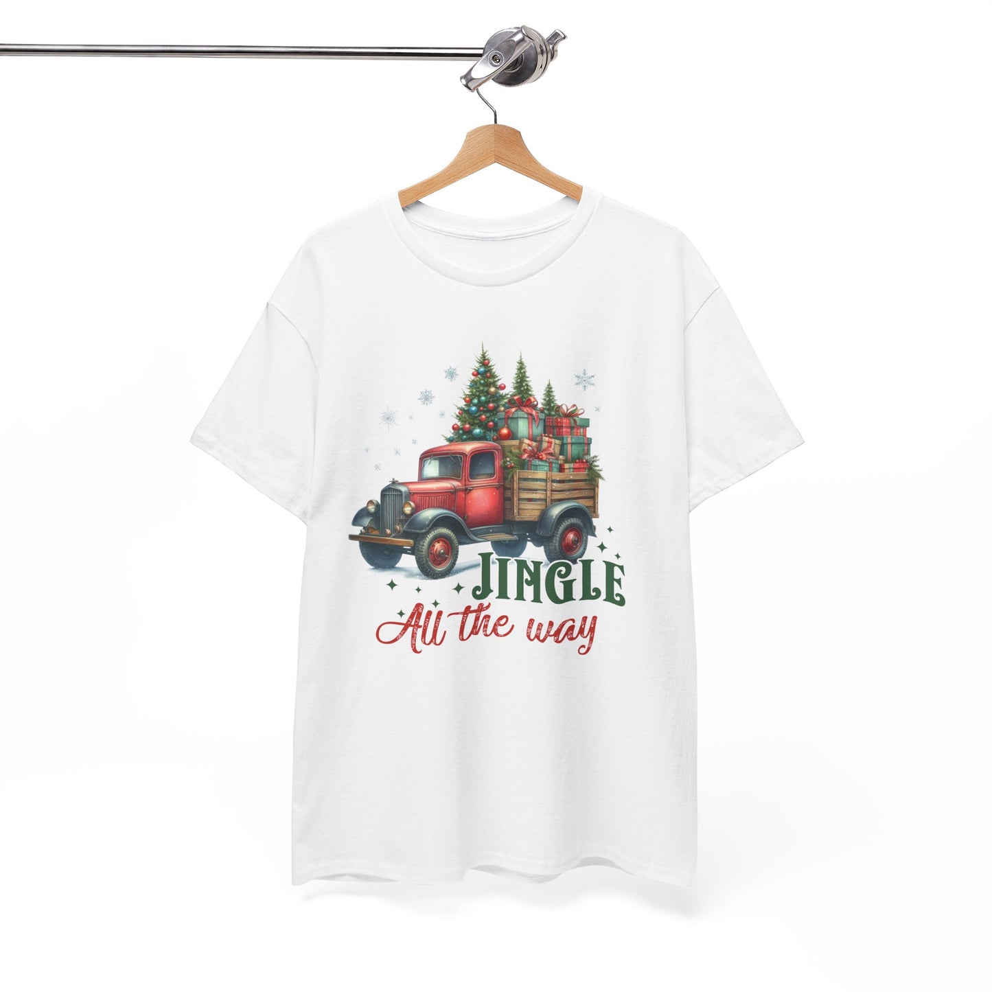 Jingle All the Way Holiday Tee - Heavy Cotton Shirt for Christmas Celebrations