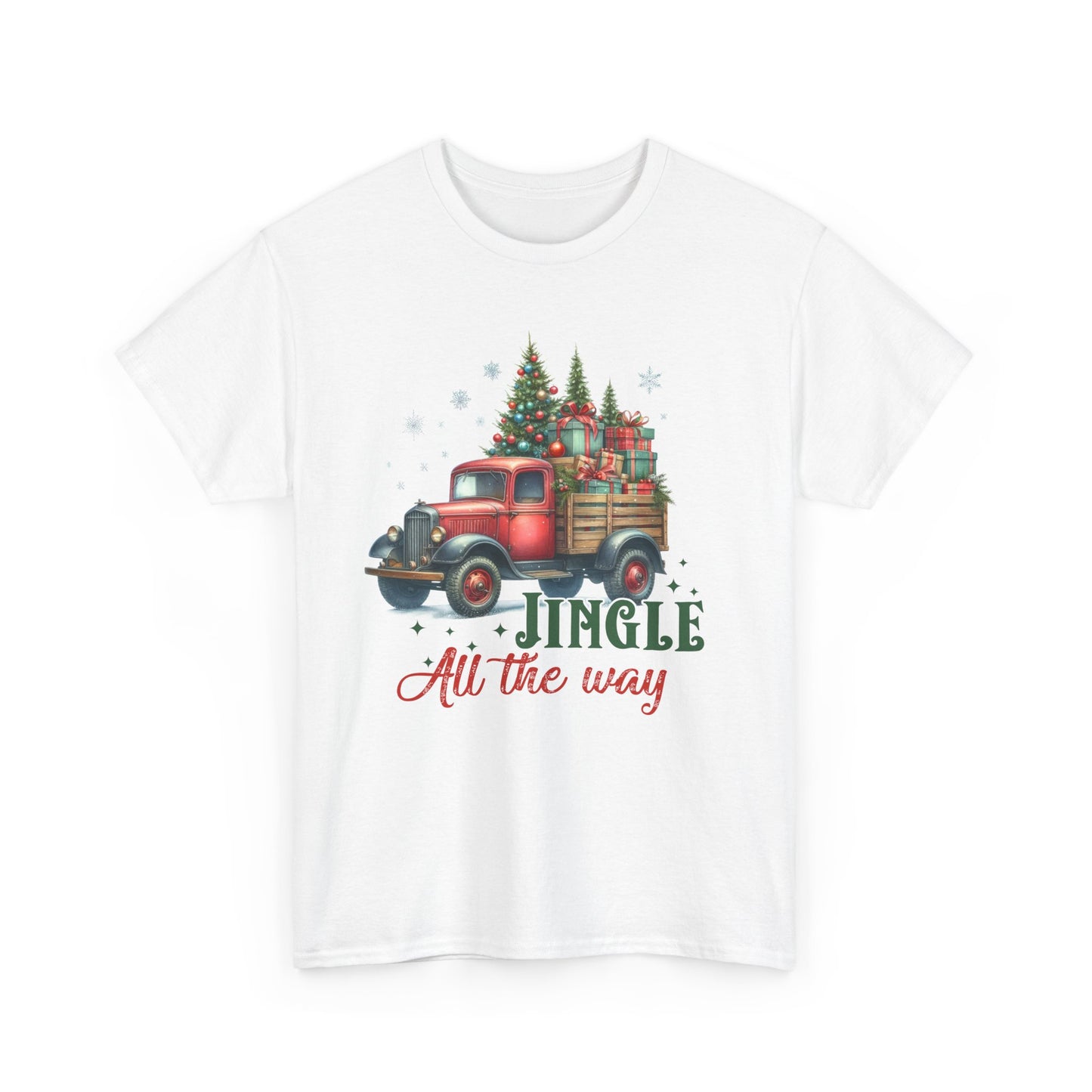 Jingle All the Way Holiday Tee - Heavy Cotton Shirt for Christmas Celebrations