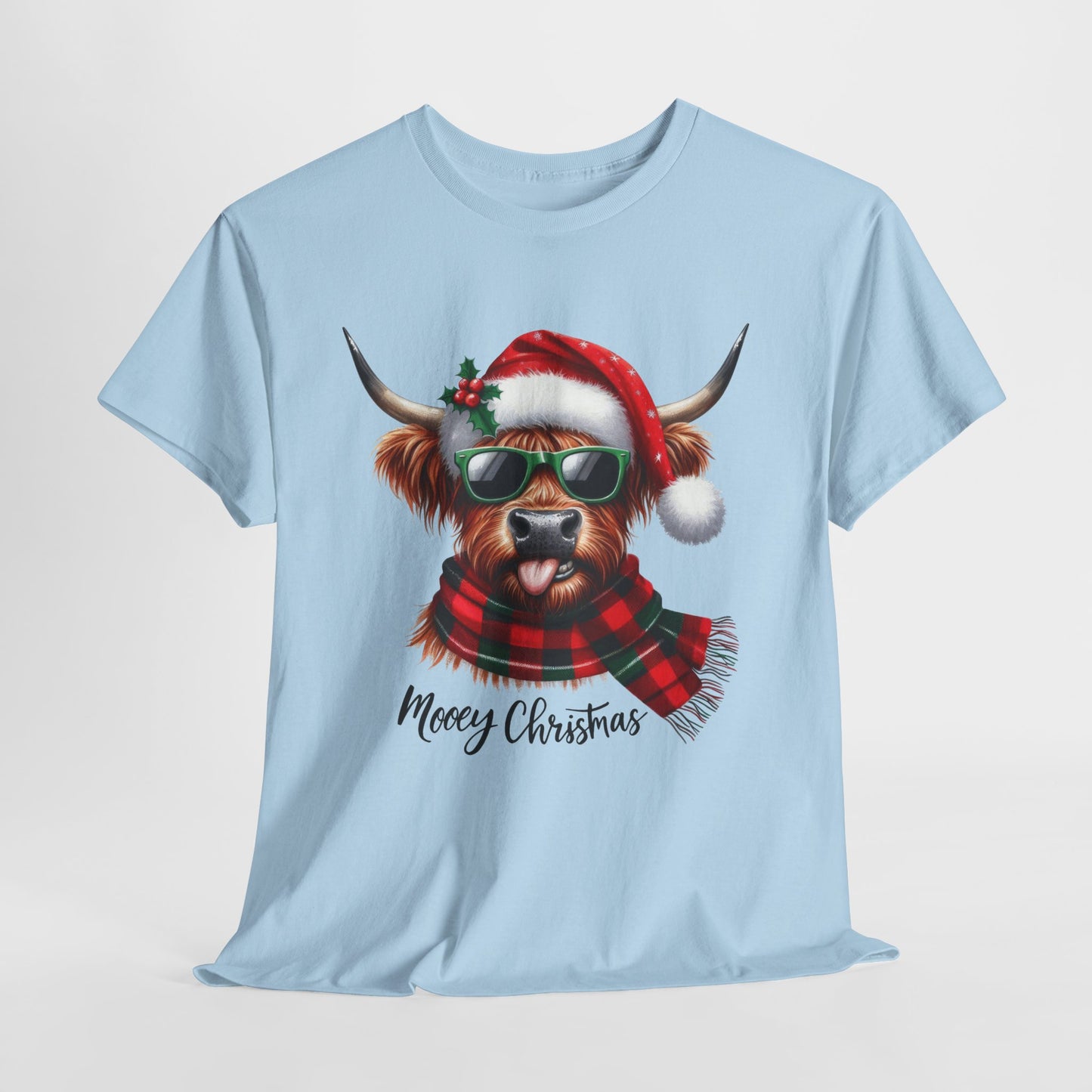 Merry Christmas Highland Cow Tee - Heavy Cotton Shirt