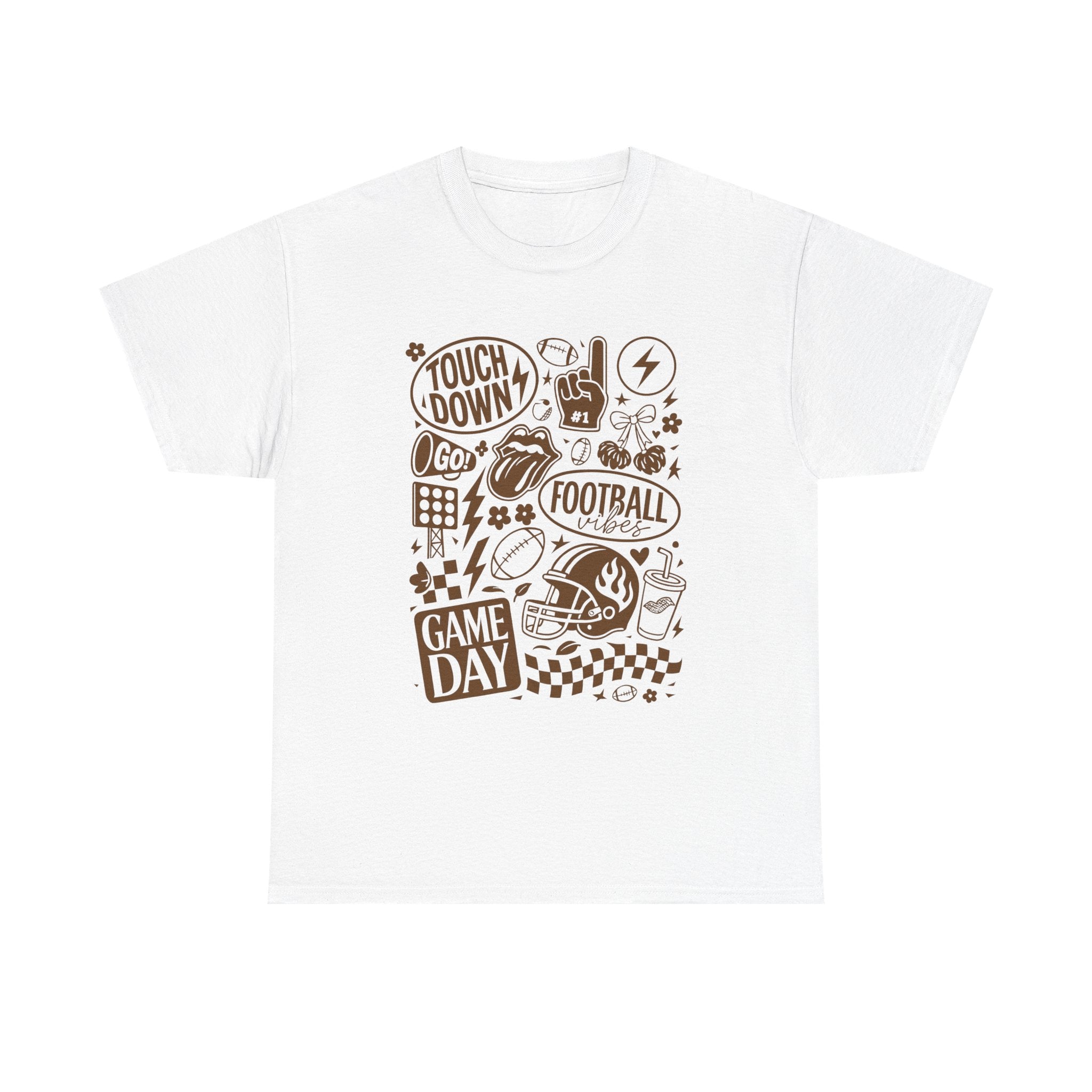 Football Game Day Heavy Cotton Tee with Touchdown Design