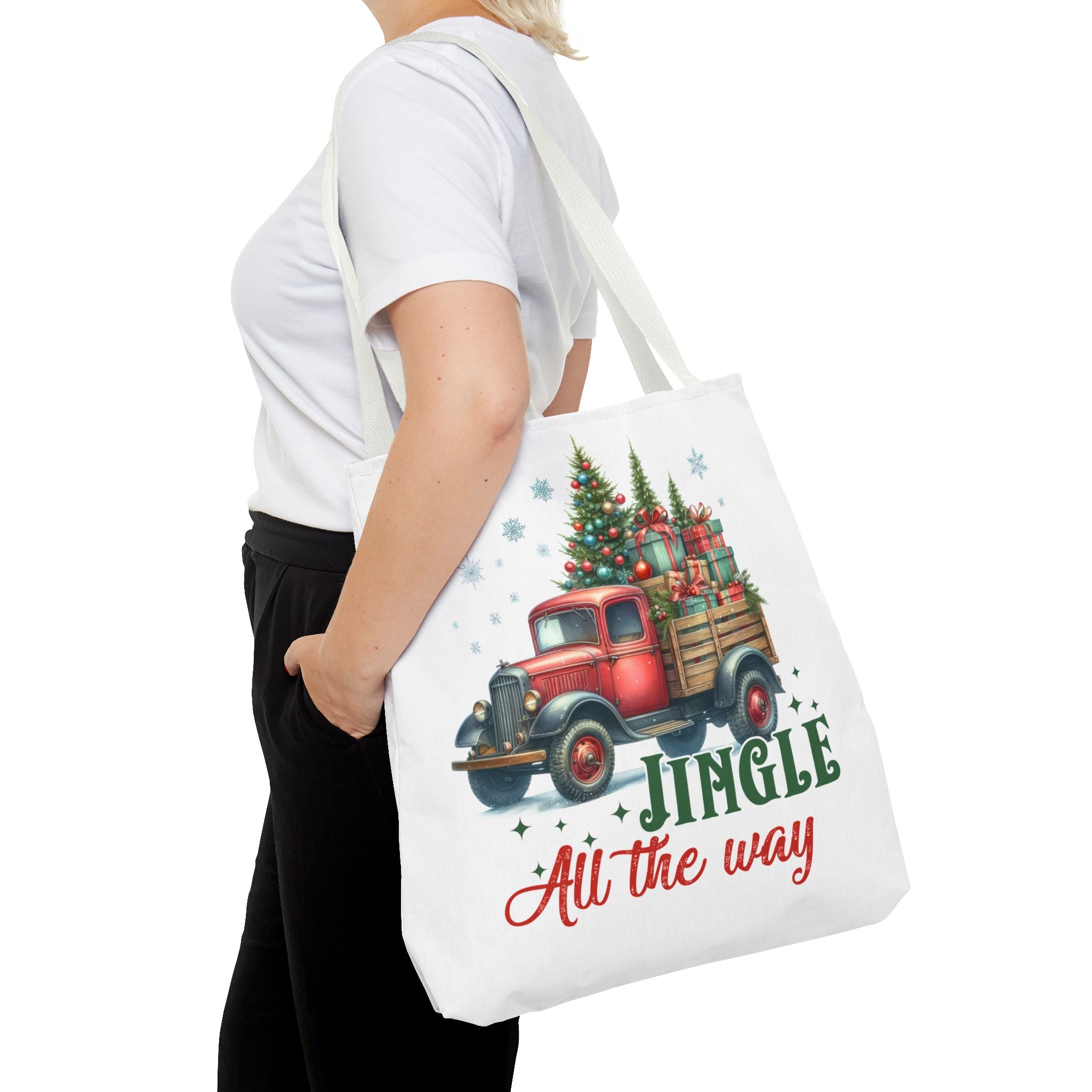 Christmas Tote Bag - Jingle All the Way Holiday Shopper