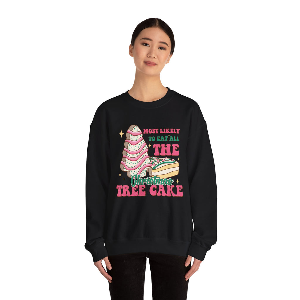 Heavy Blend™ Crewneck Sweatshirt - Most Likely to Eat All the Christmas Tree Cake