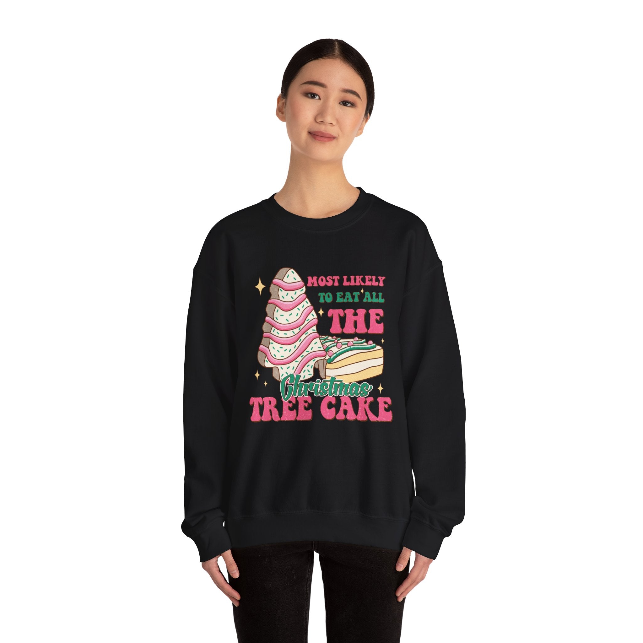 Heavy Blend™ Crewneck Sweatshirt - Most Likely to Eat All the Christmas Tree Cake