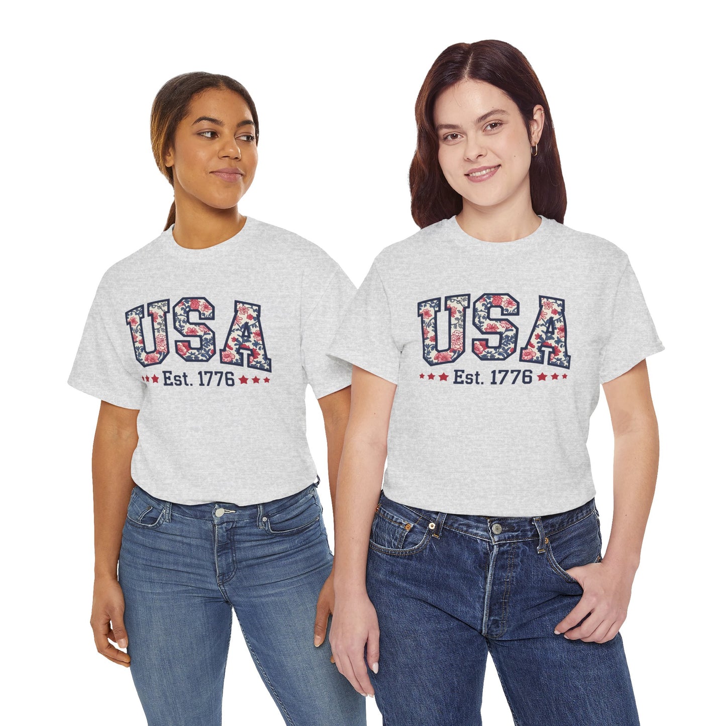 Patriotic USA Floral- Tee
