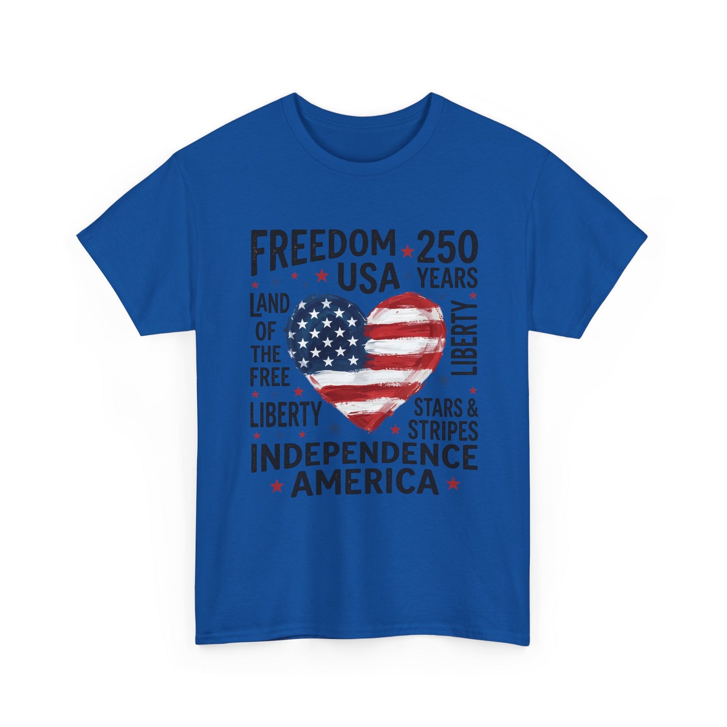 Independence America T-Shirt – Freedom 250 USA Heart Flag Design