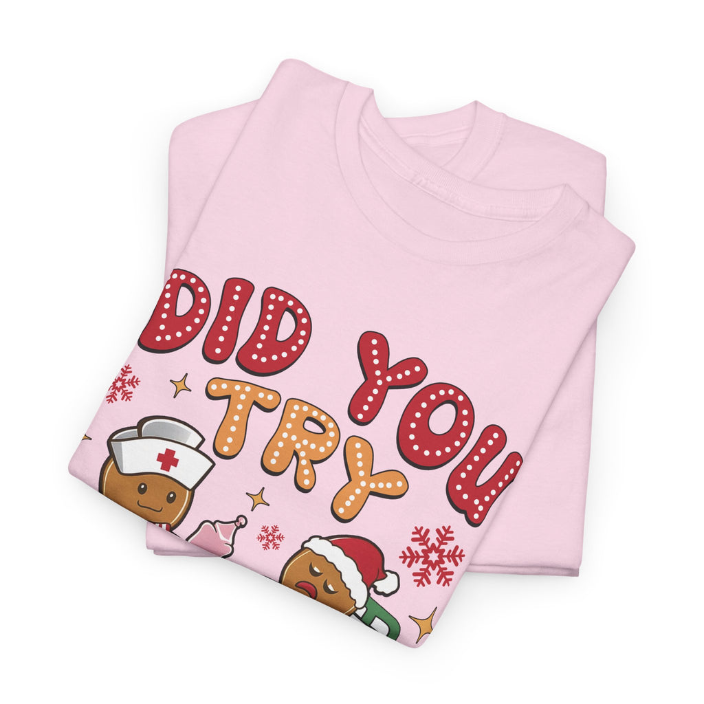 Playful Holiday Heavy Cotton Tee - 'Did You Try Icing It?'