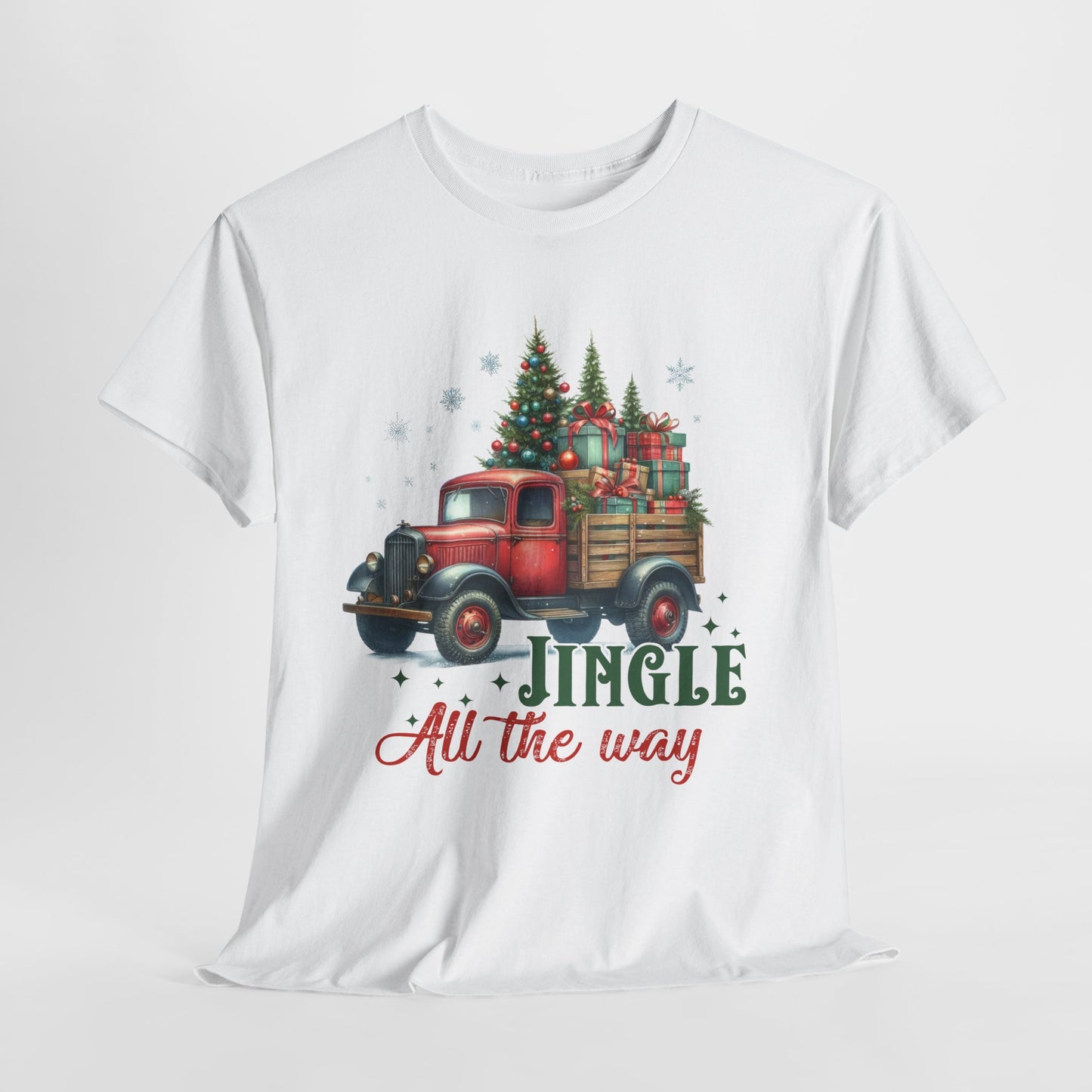 Jingle All the Way Holiday Tee - Heavy Cotton Shirt for Christmas Celebrations