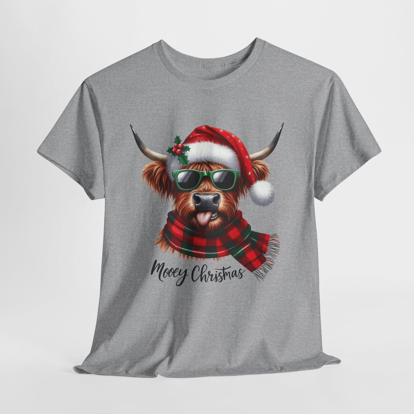 Merry Christmas Highland Cow Tee - Heavy Cotton Shirt