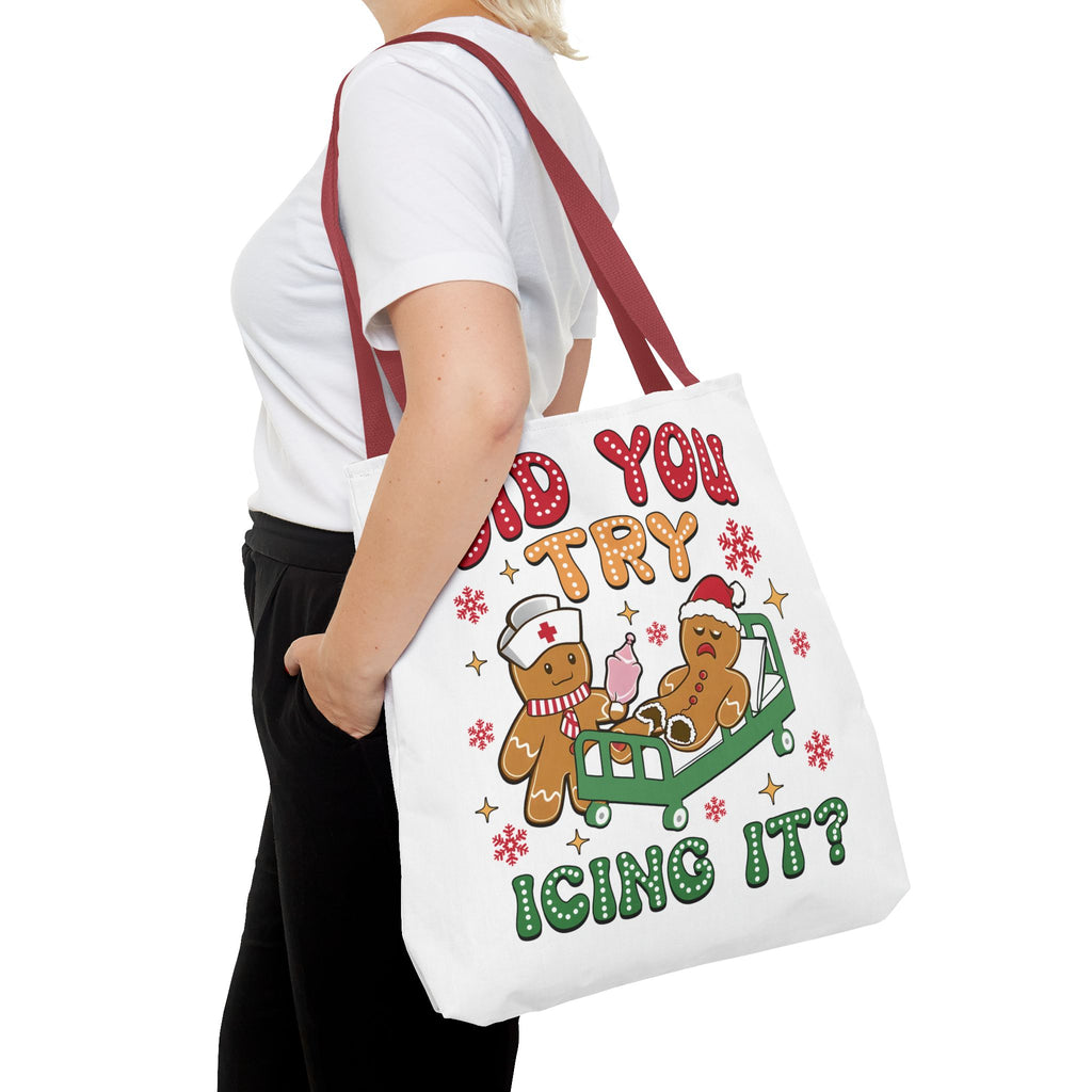 Funny Holiday Tote Bag - "Did You Try Icing It?" Christmas Gift
