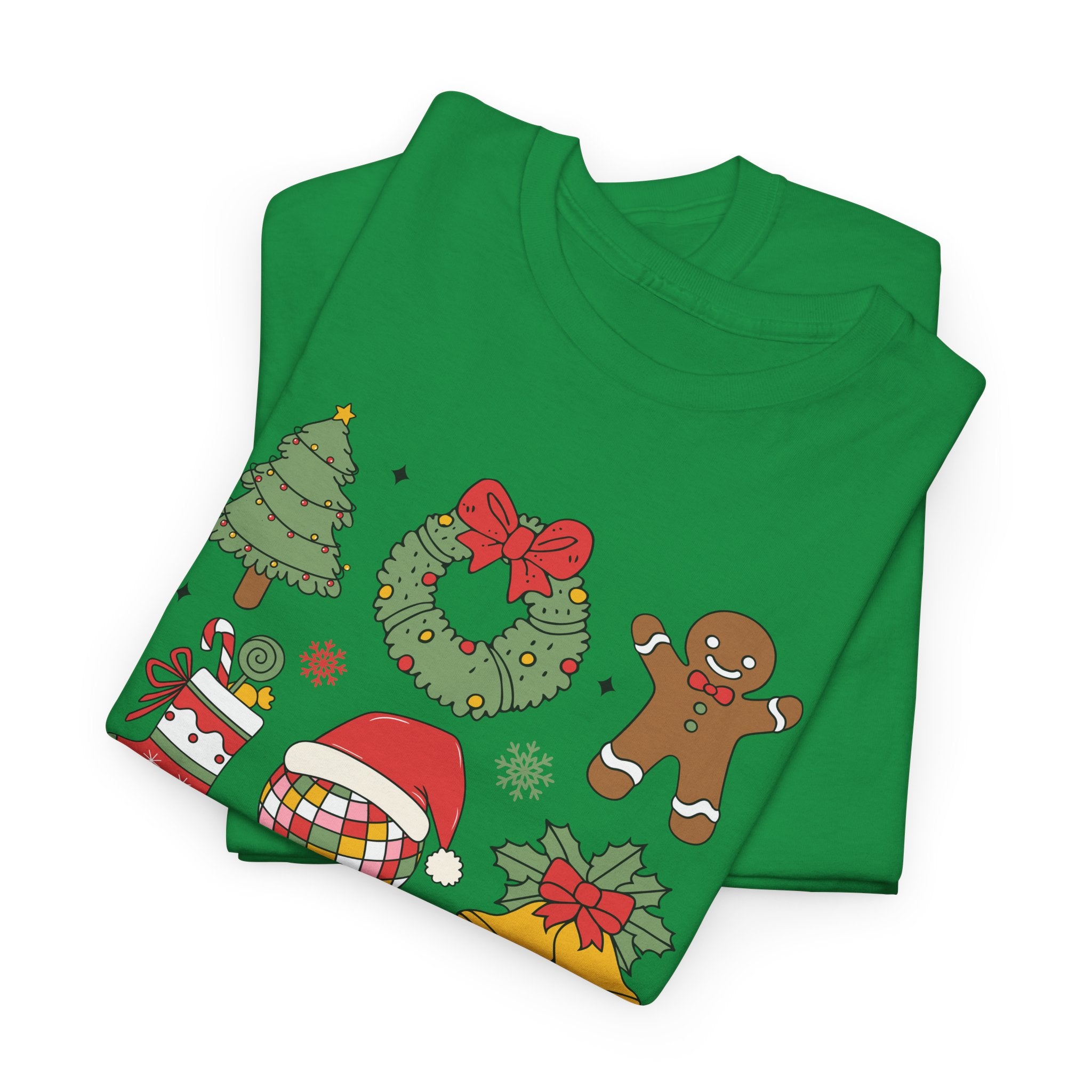 Festive Holiday Heavy Cotton Tee - Christmas Cheer Design