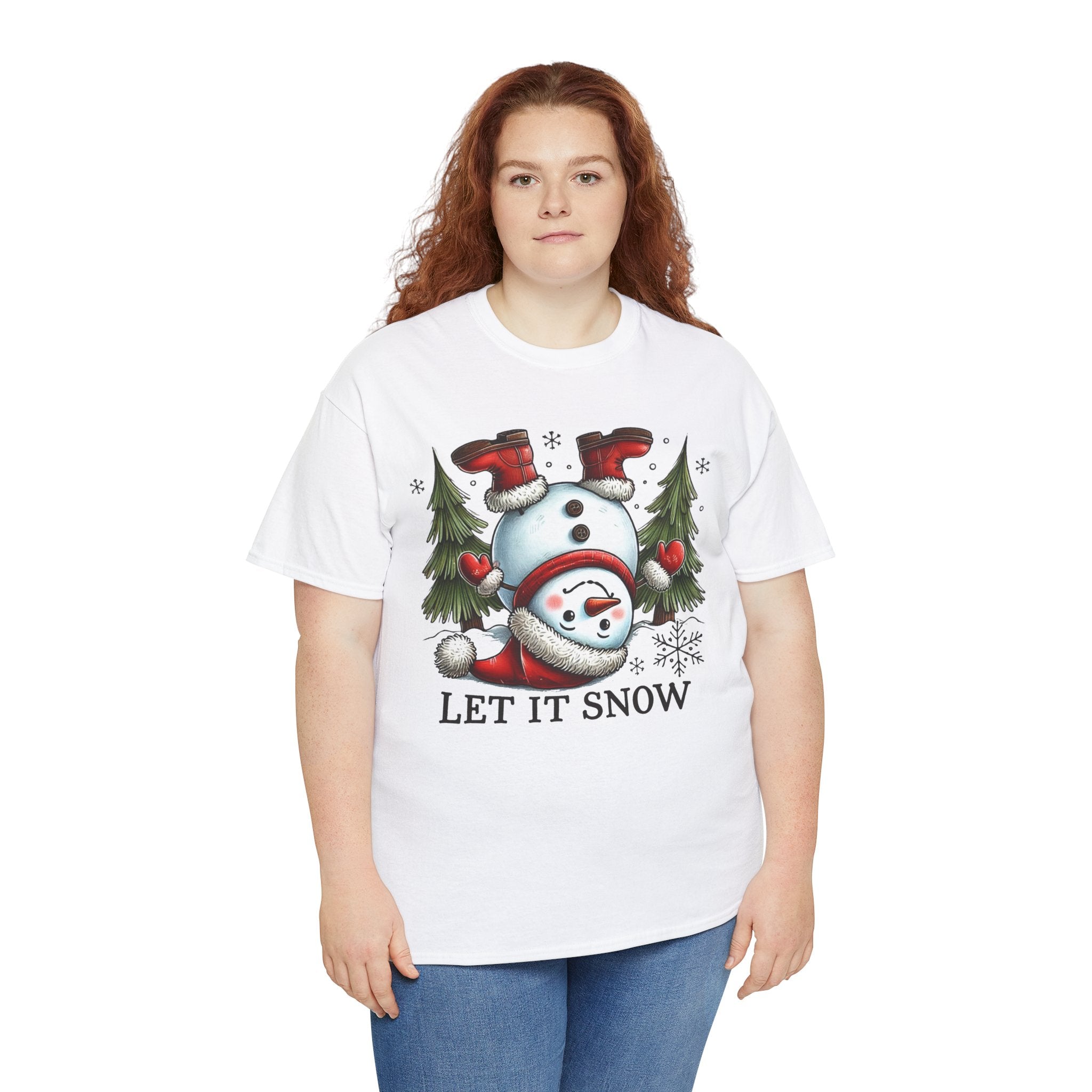 Let It Snow Heavy Cotton Tee - Festive Winter Apparel