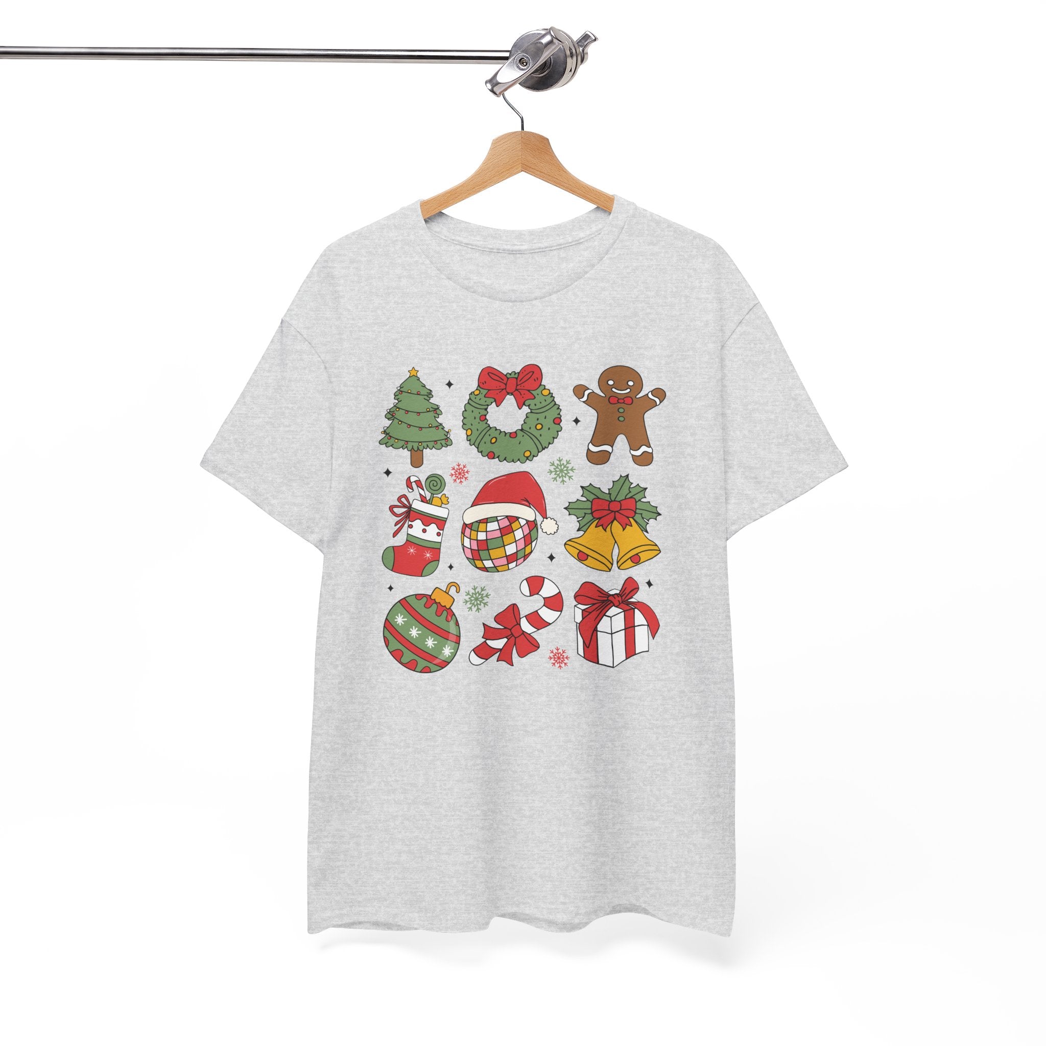 Festive Holiday Heavy Cotton Tee - Christmas Cheer Design