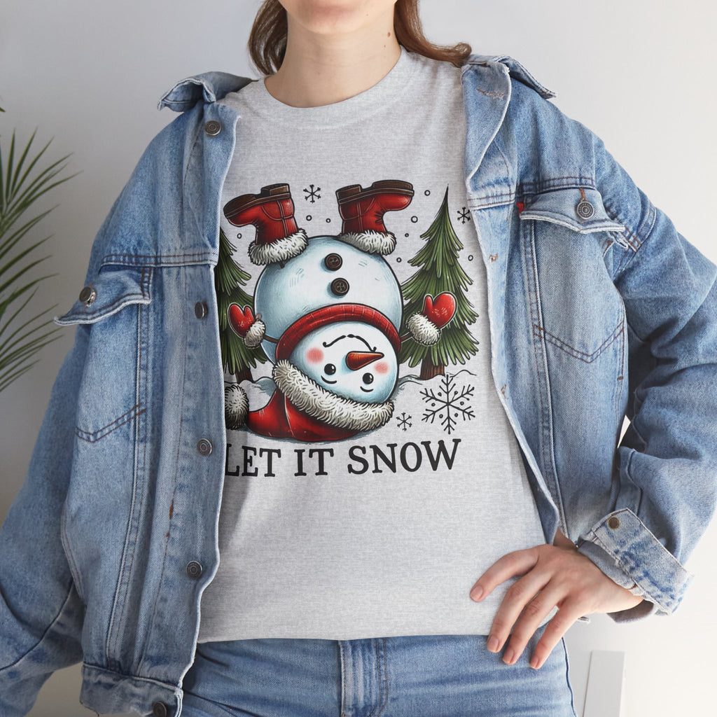 Let It Snow Heavy Cotton Tee - Festive Winter Apparel