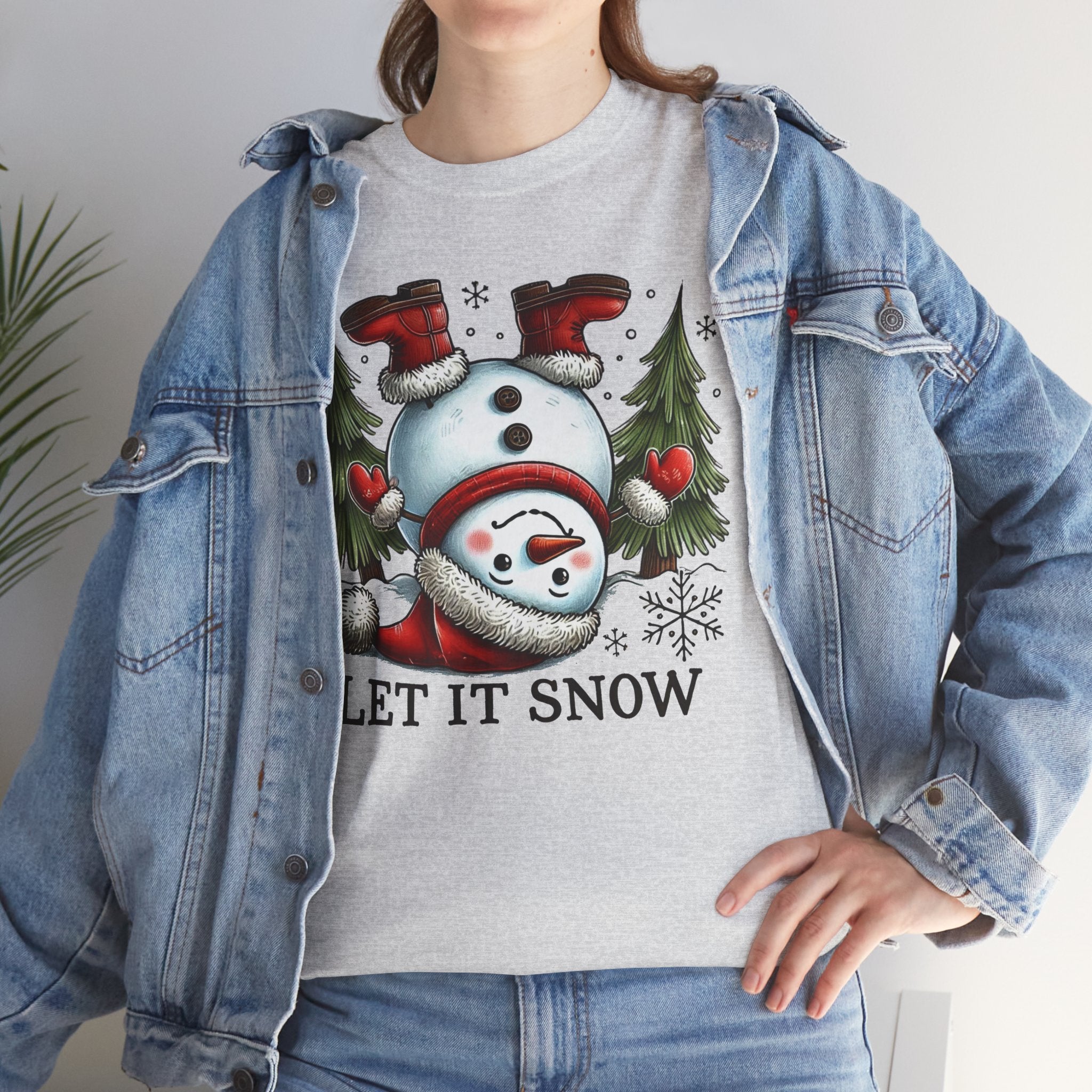 Let It Snow Heavy Cotton Tee - Festive Winter Apparel