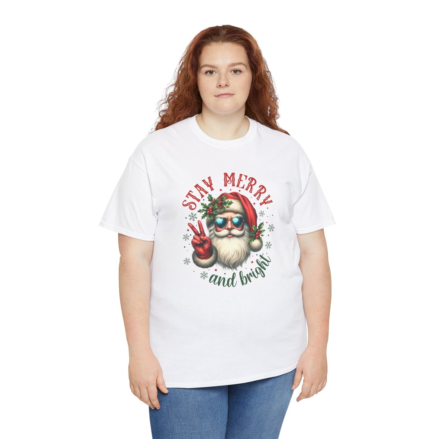Stay Merry Holiday Heavy Cotton Tee | Fun Christmas Shirt