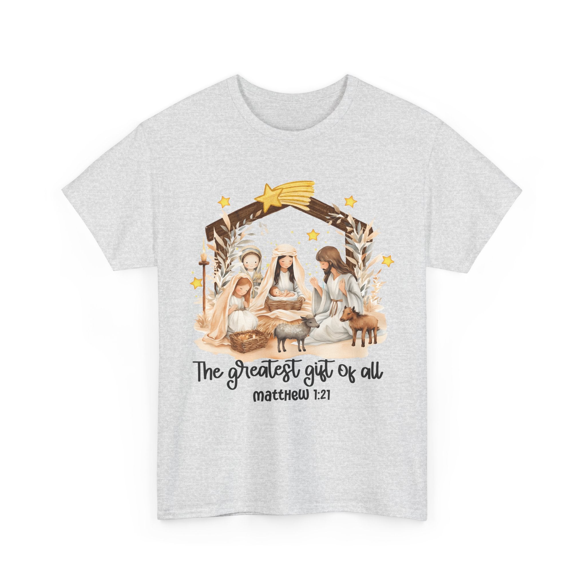 The Greatest Gift of All Heavy Cotton Tee - Christmas Nativity Design