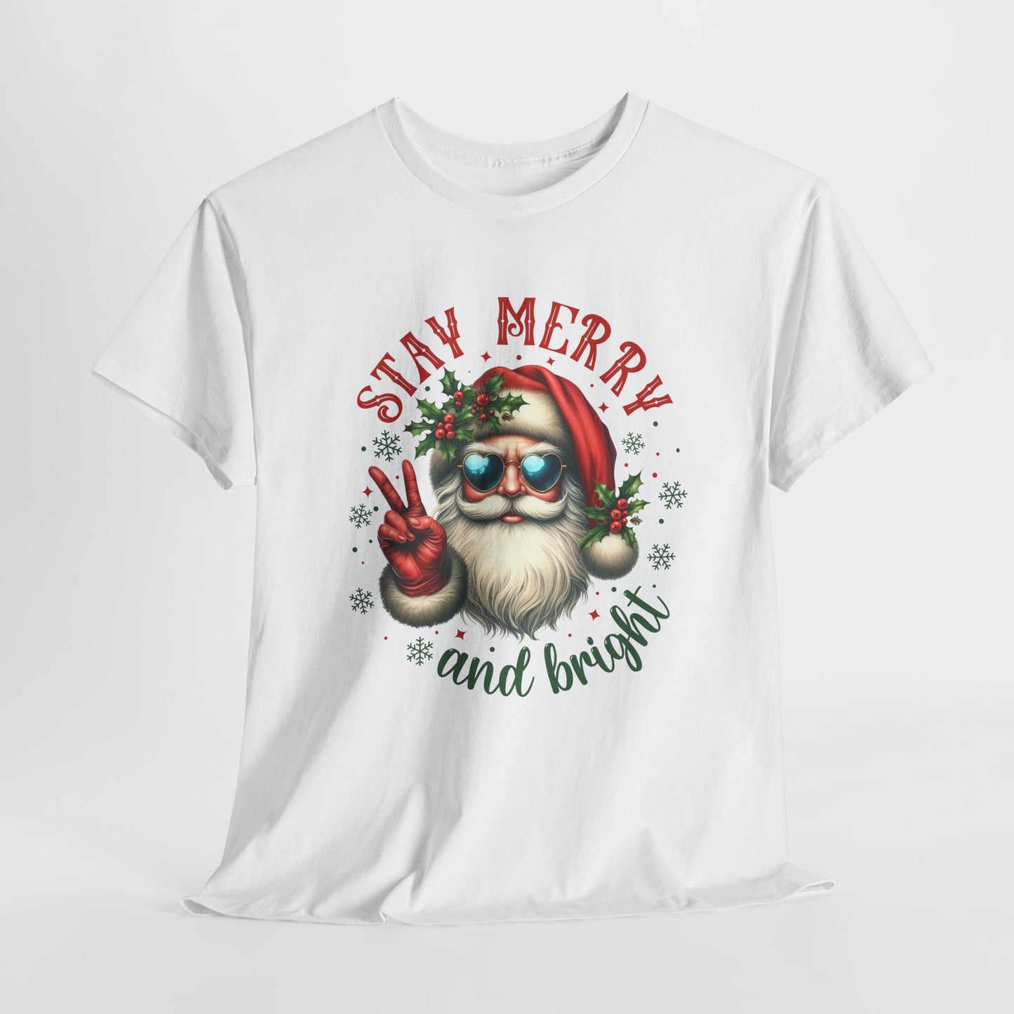 Stay Merry Holiday Heavy Cotton Tee | Fun Christmas Shirt