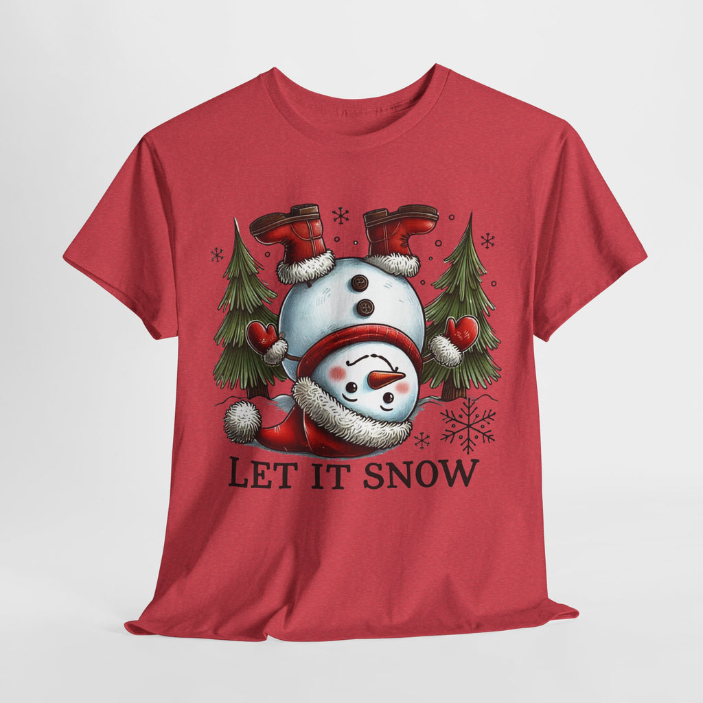 Let It Snow Heavy Cotton Tee - Festive Winter Apparel