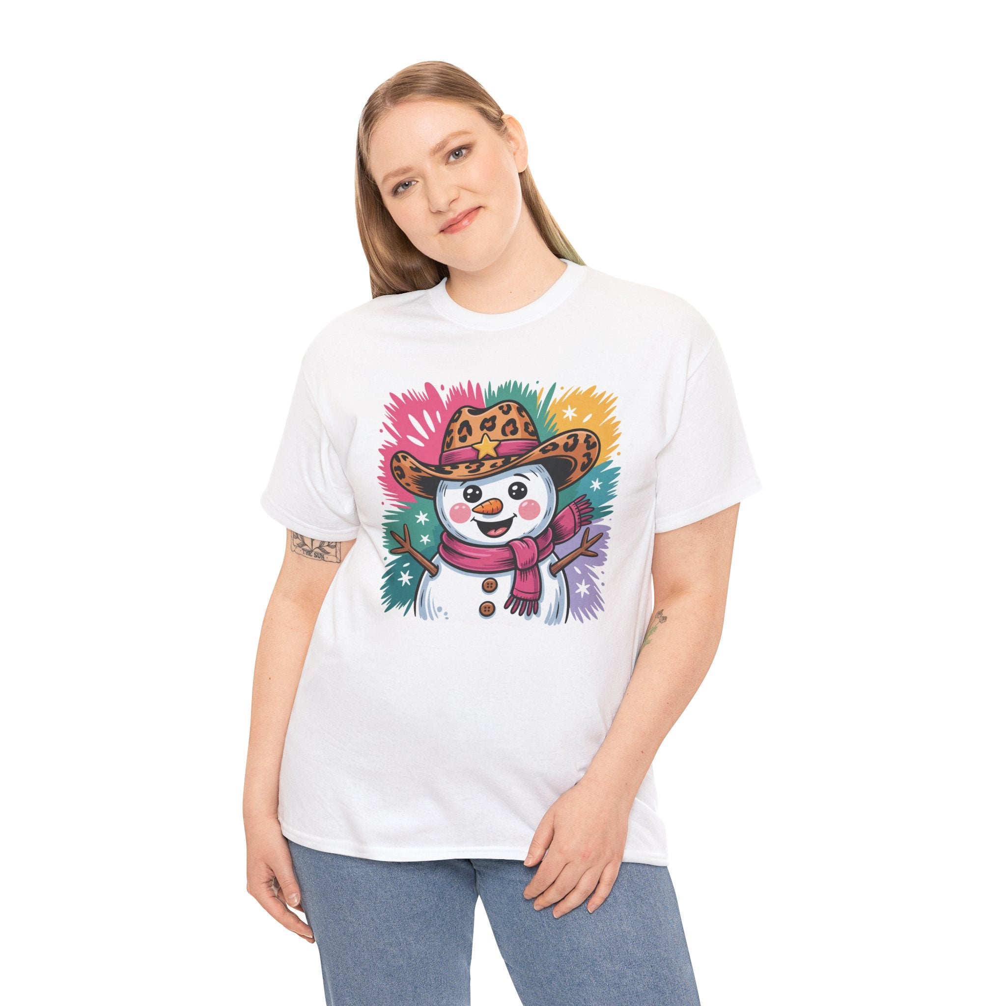 Cute Western Snowman Holiday Tee
