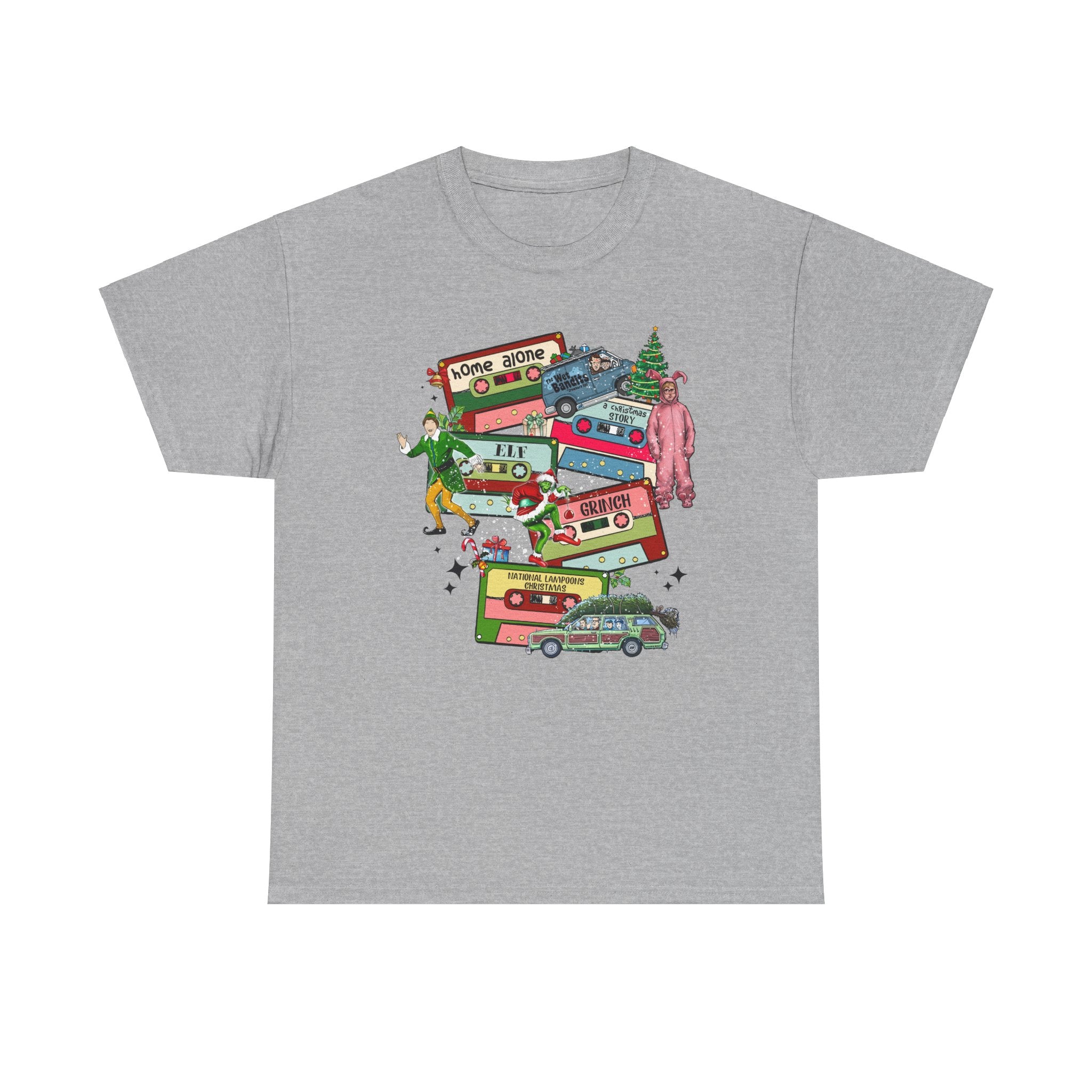 Retro Holiday Vibes Heavy Cotton Tee - 'Home Alone' Christmas Design