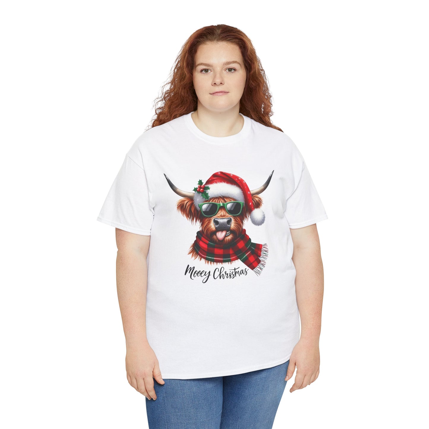 Merry Christmas Highland Cow Tee - Heavy Cotton Shirt