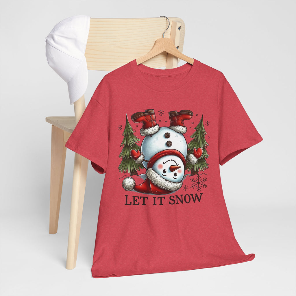 Let It Snow Heavy Cotton Tee - Festive Winter Apparel