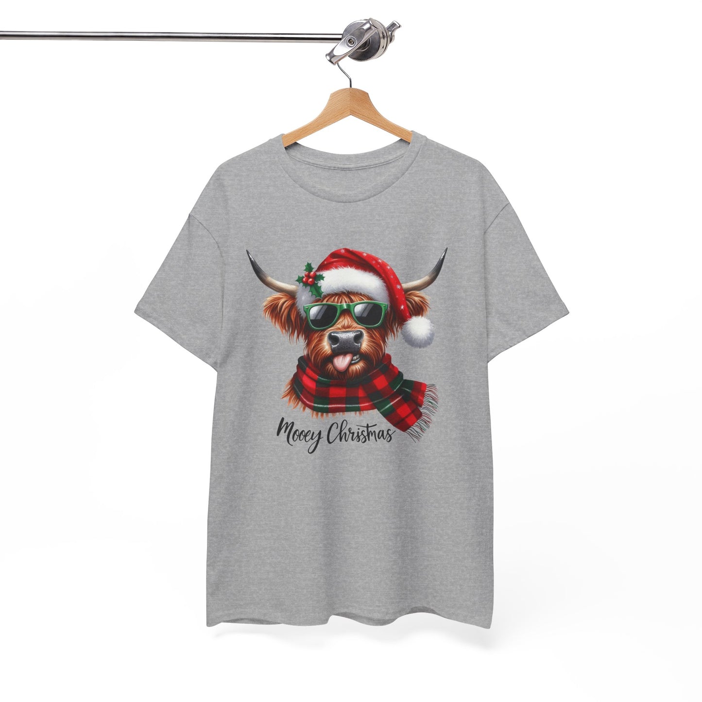 Merry Christmas Highland Cow Tee - Heavy Cotton Shirt