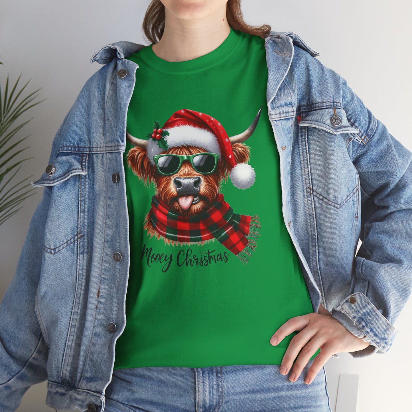 Merry Christmas Highland Cow Tee - Heavy Cotton Shirt