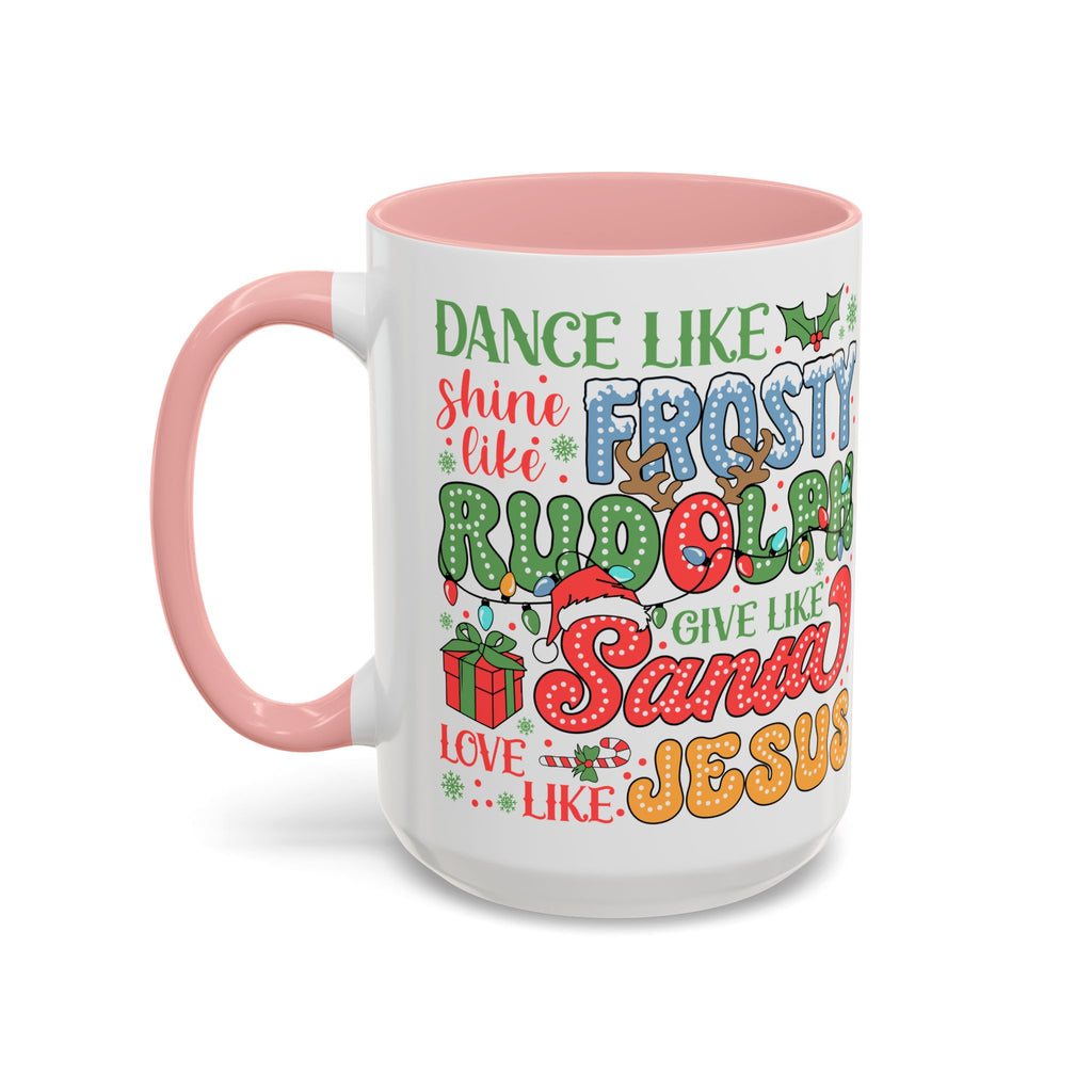Festive Accent Coffee Mug - Holiday Cheer with Santa & Friends Design