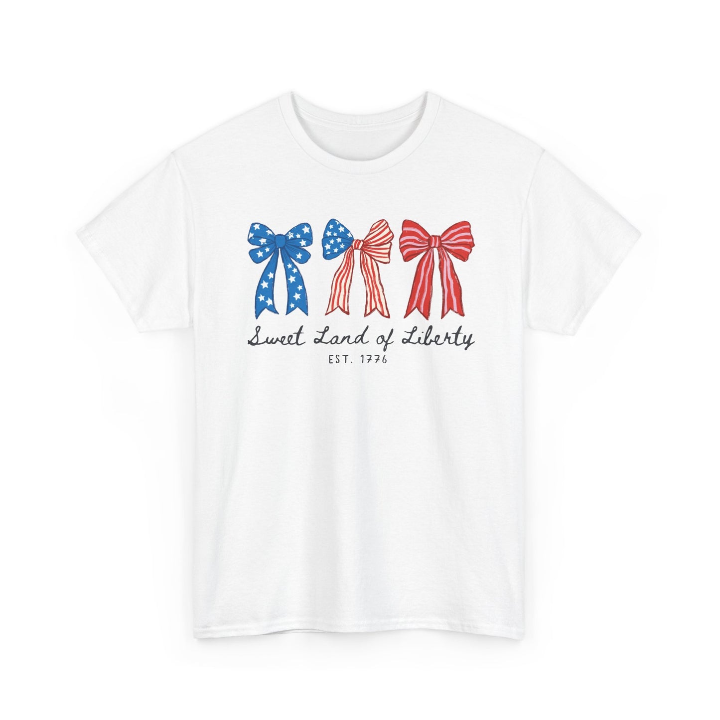 Patriotic Bows Tee — "Sweet Land of Liberty" 4th of July Shirt