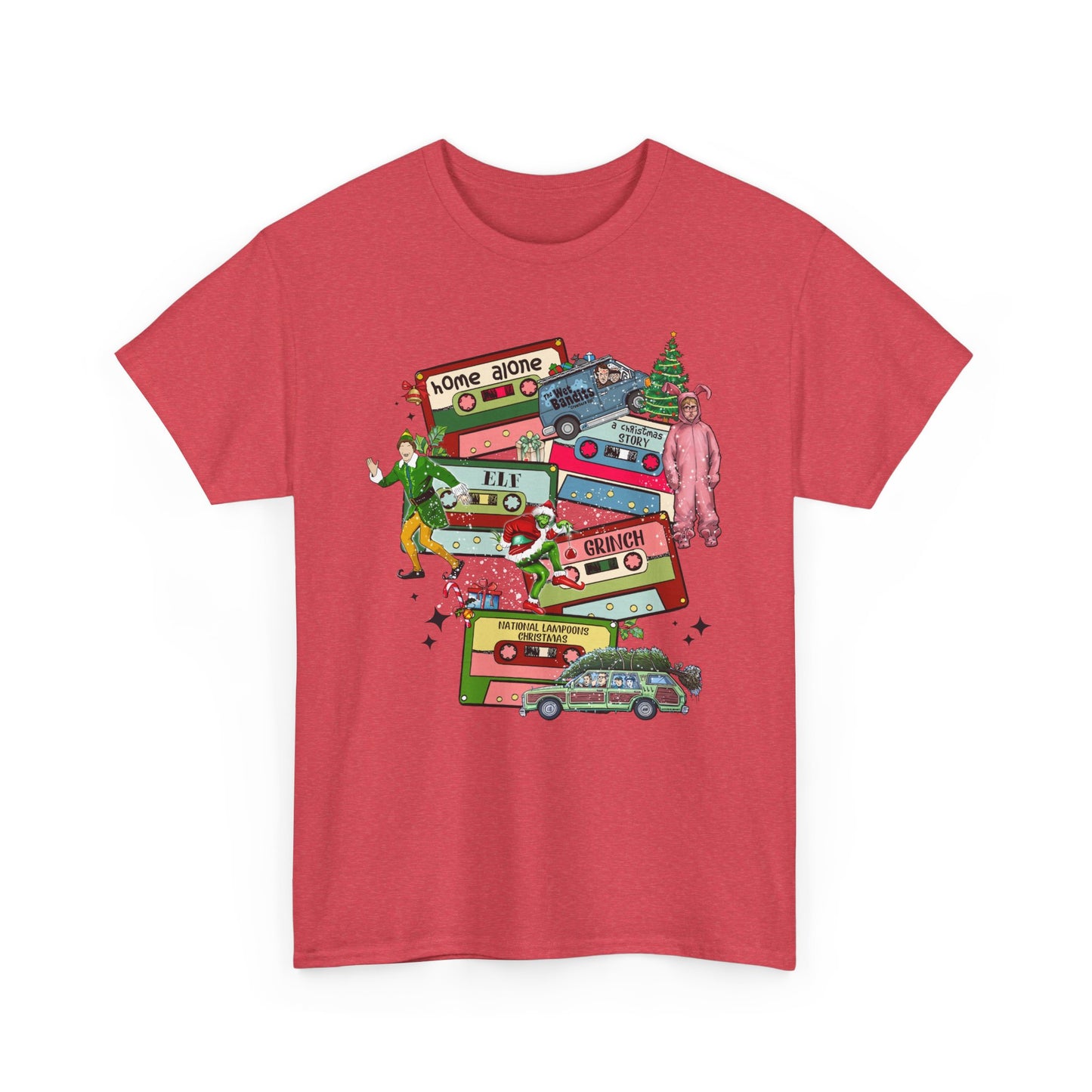 Retro Holiday Vibes Heavy Cotton Tee - 'Home Alone' Christmas Design