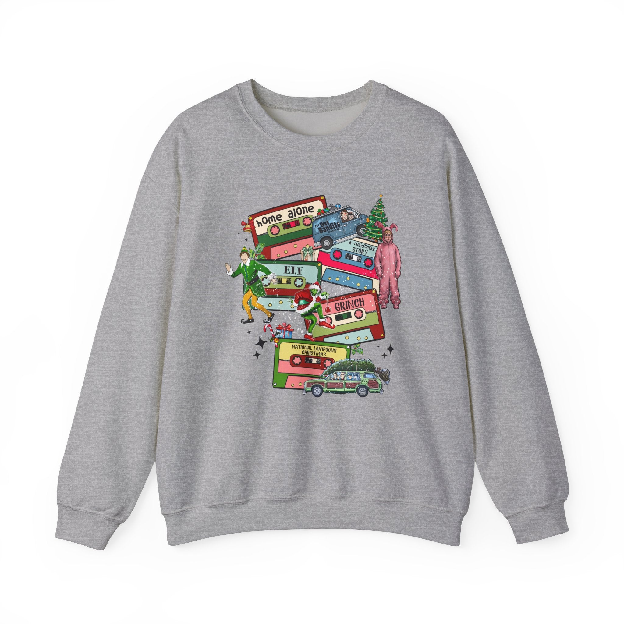 Retro Holiday Movie Crewneck Sweatshirt – Cozy & Festive Design