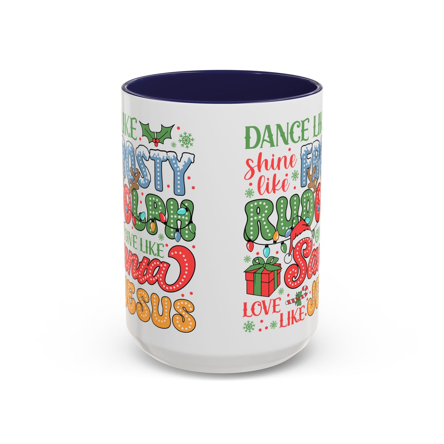 Festive Accent Coffee Mug - Holiday Cheer with Santa & Friends Design