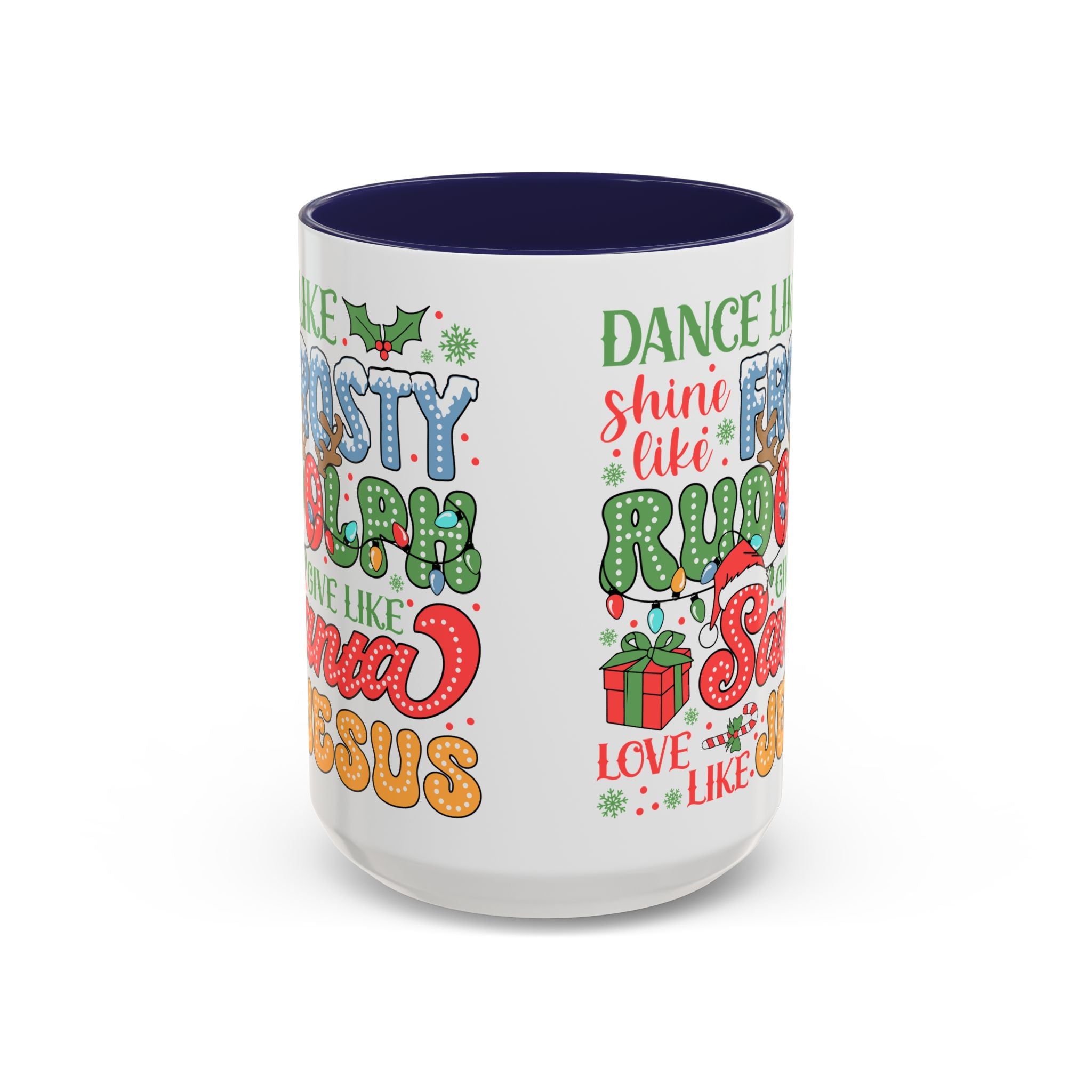 Festive Accent Coffee Mug - Holiday Cheer with Santa & Friends Design