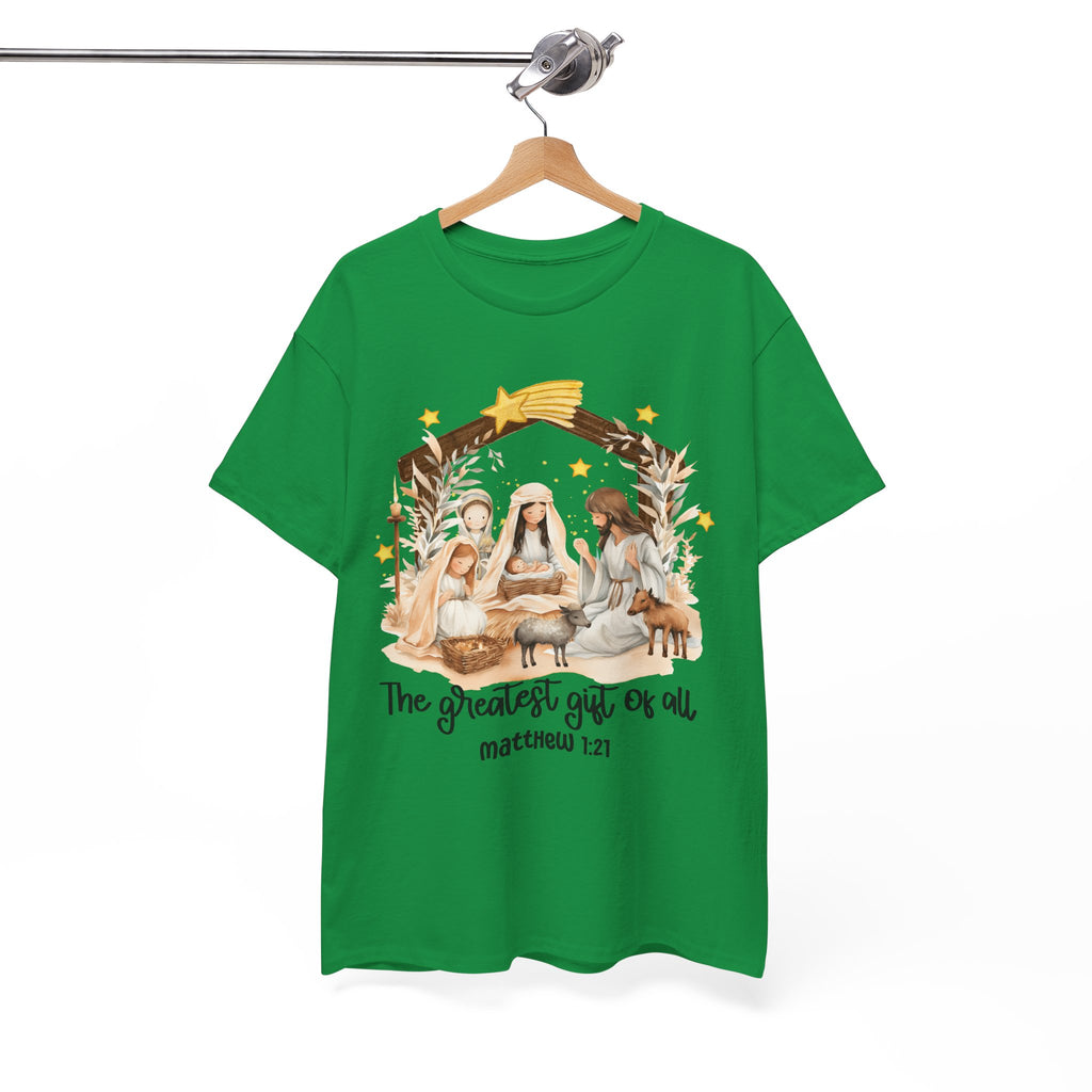 The Greatest Gift of All Heavy Cotton Tee - Christmas Nativity Design