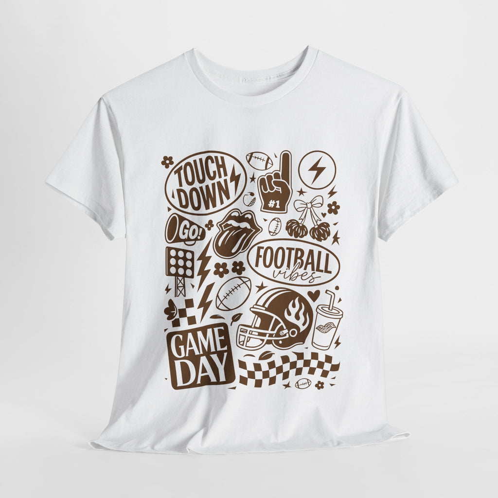 Football Game Day Heavy Cotton Tee with Touchdown Design