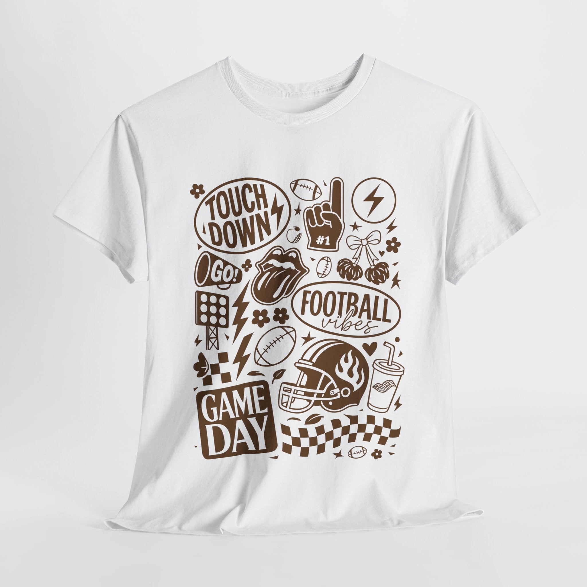 Football Game Day Heavy Cotton Tee with Touchdown Design